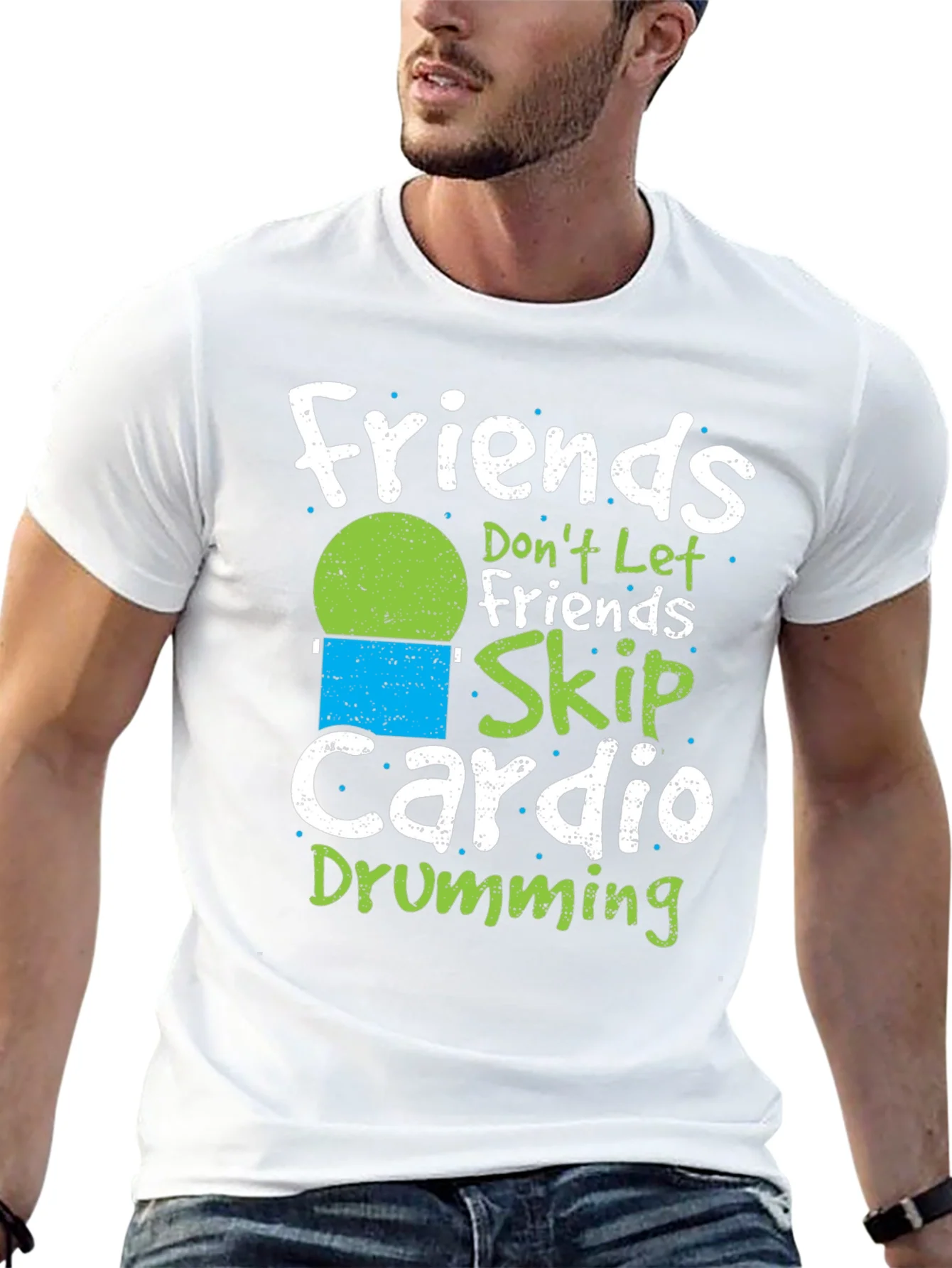 Camiseta Negra: Friends Dont Let Friends Skip Cardio Drumming
