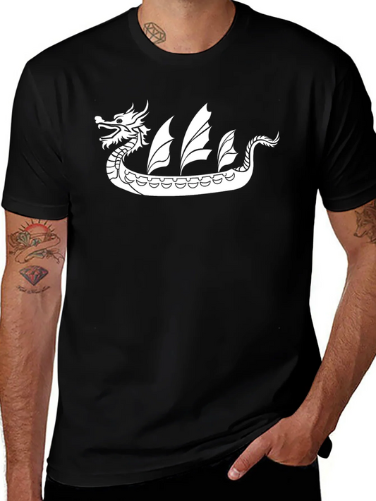 Rebbecca Dragon Boat Graphic Tee - Black Cotton