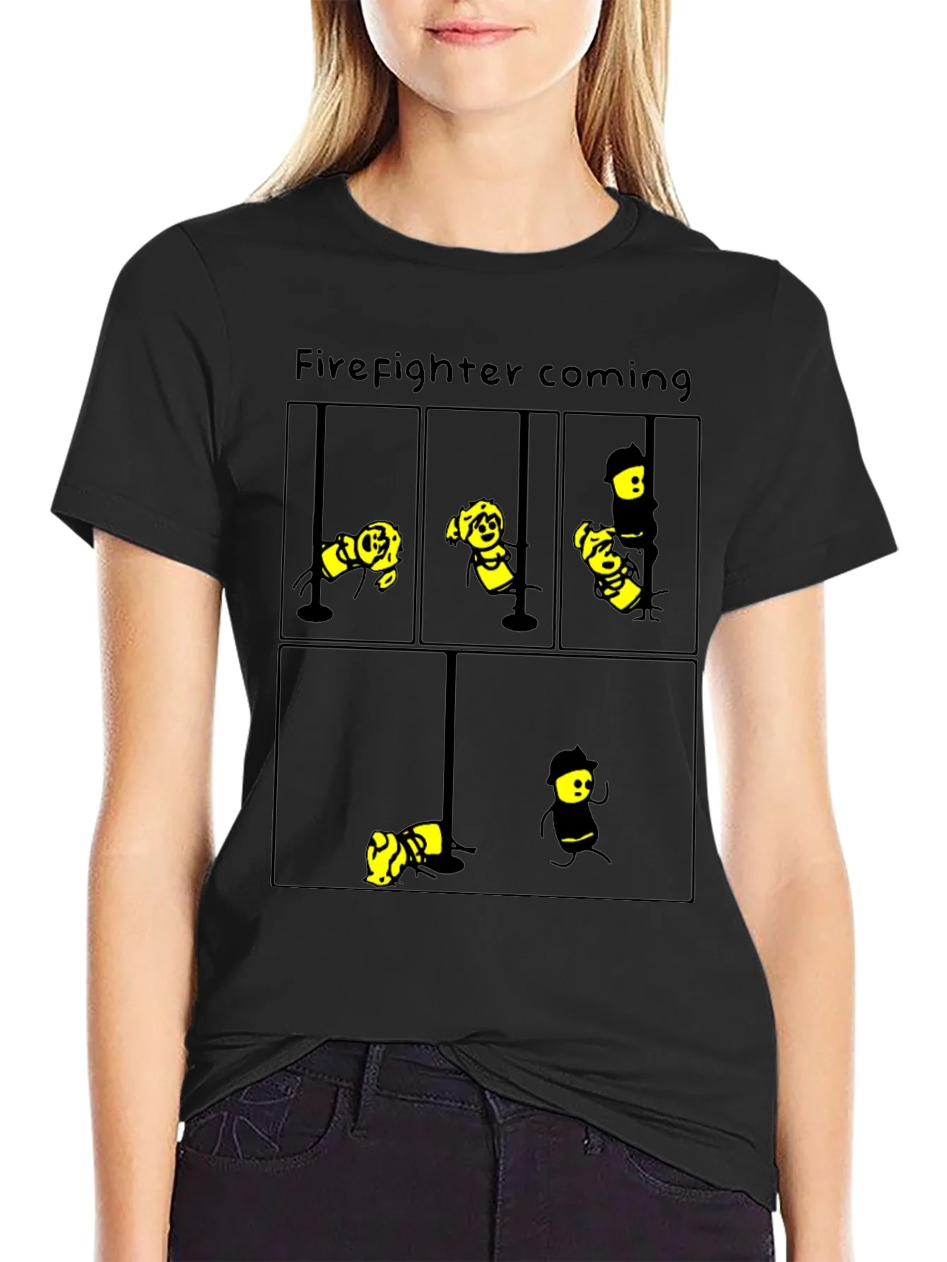 Camiseta Negra Bomberos Divertidos