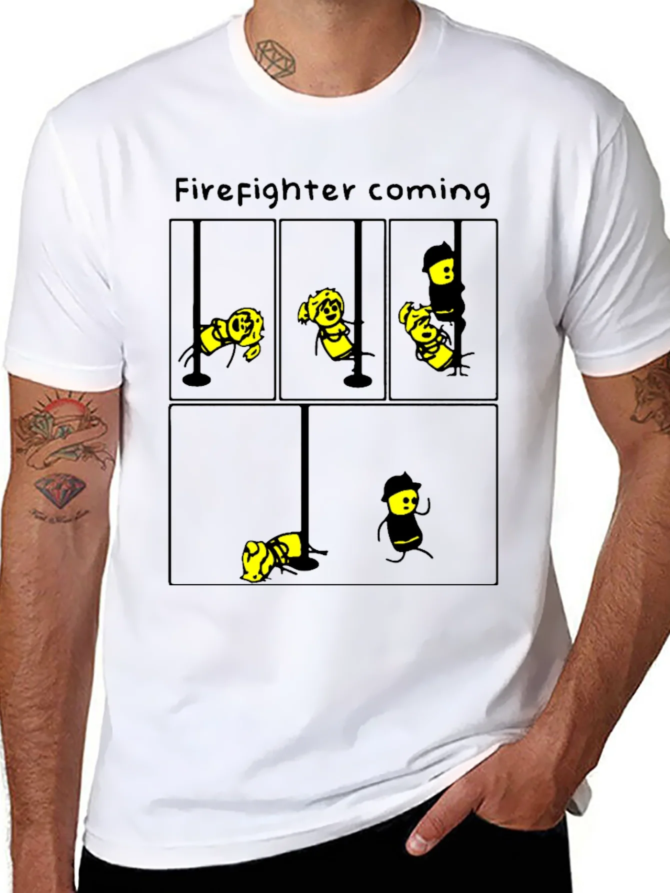 Camiseta Negra Bomberos Divertidos