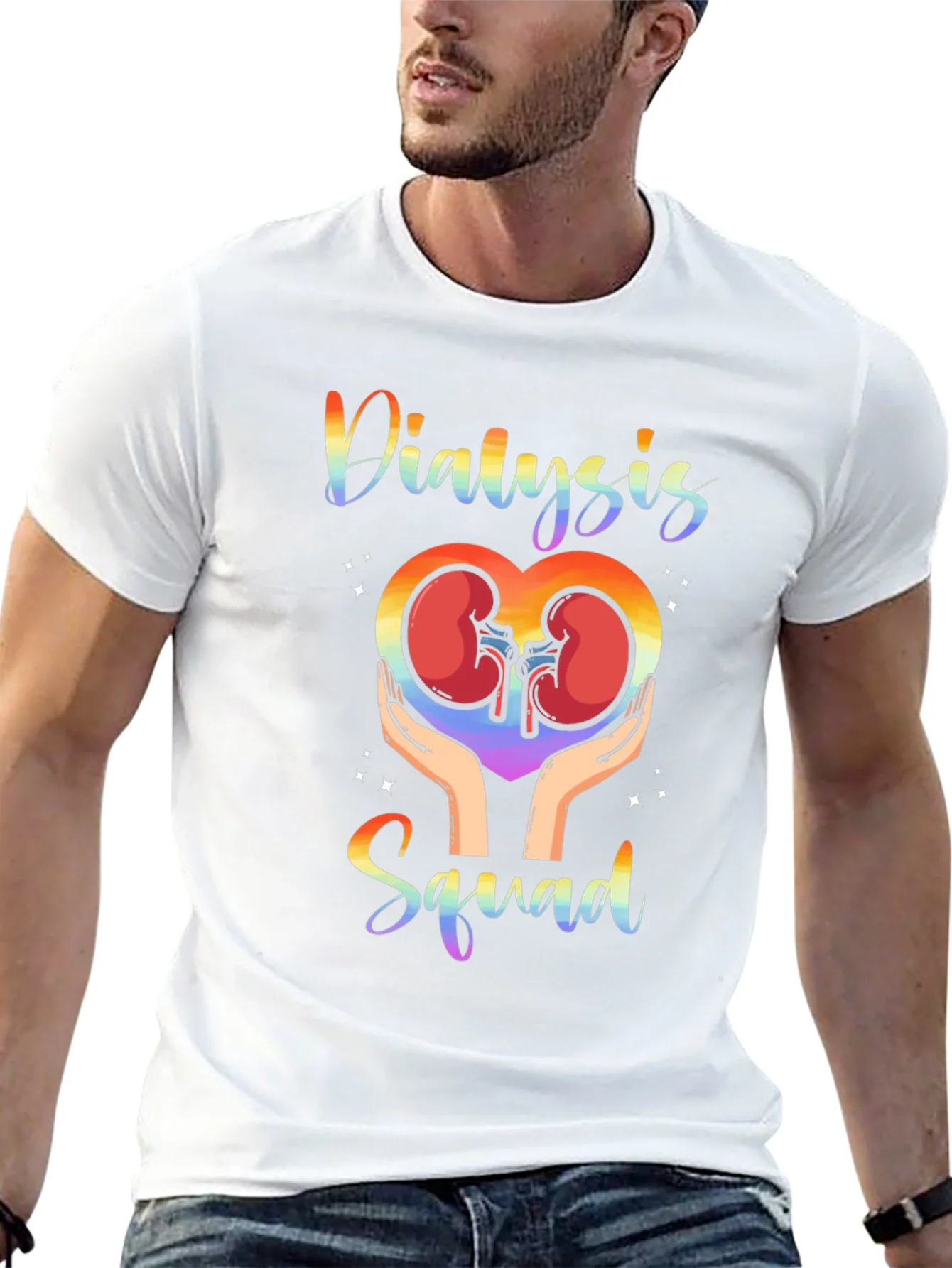 Rebbecca Dialysis Squad Rainbow T-Shirt Kidney Support Tee