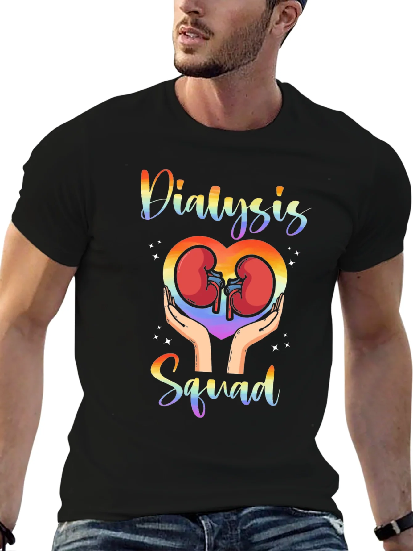Rebbecca Dialysis Squad Rainbow T-Shirt Kidney Support Tee