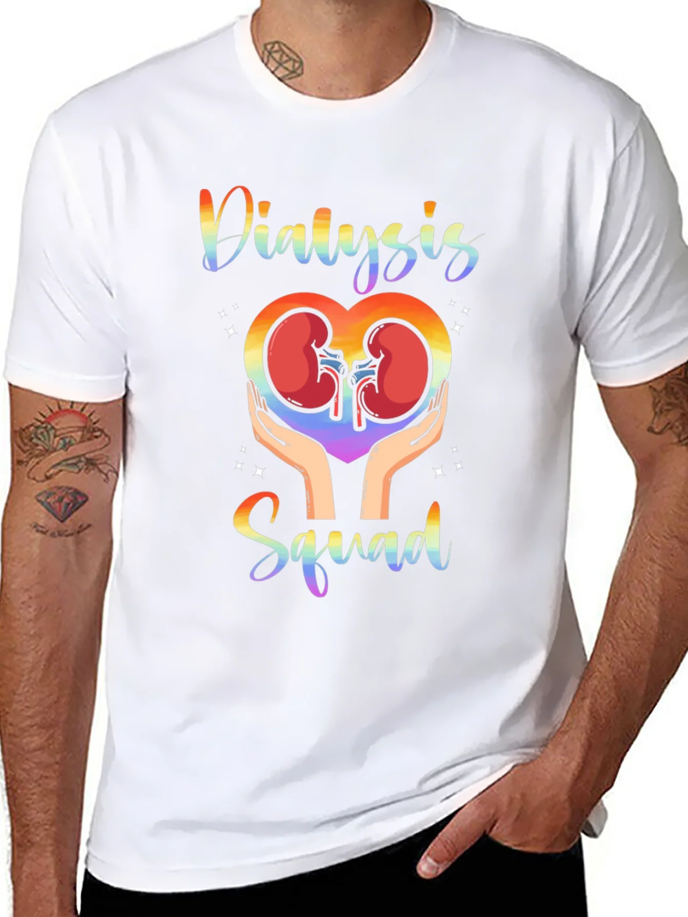 Rebbecca Dialysis Squad Rainbow T-Shirt Kidney Support Tee