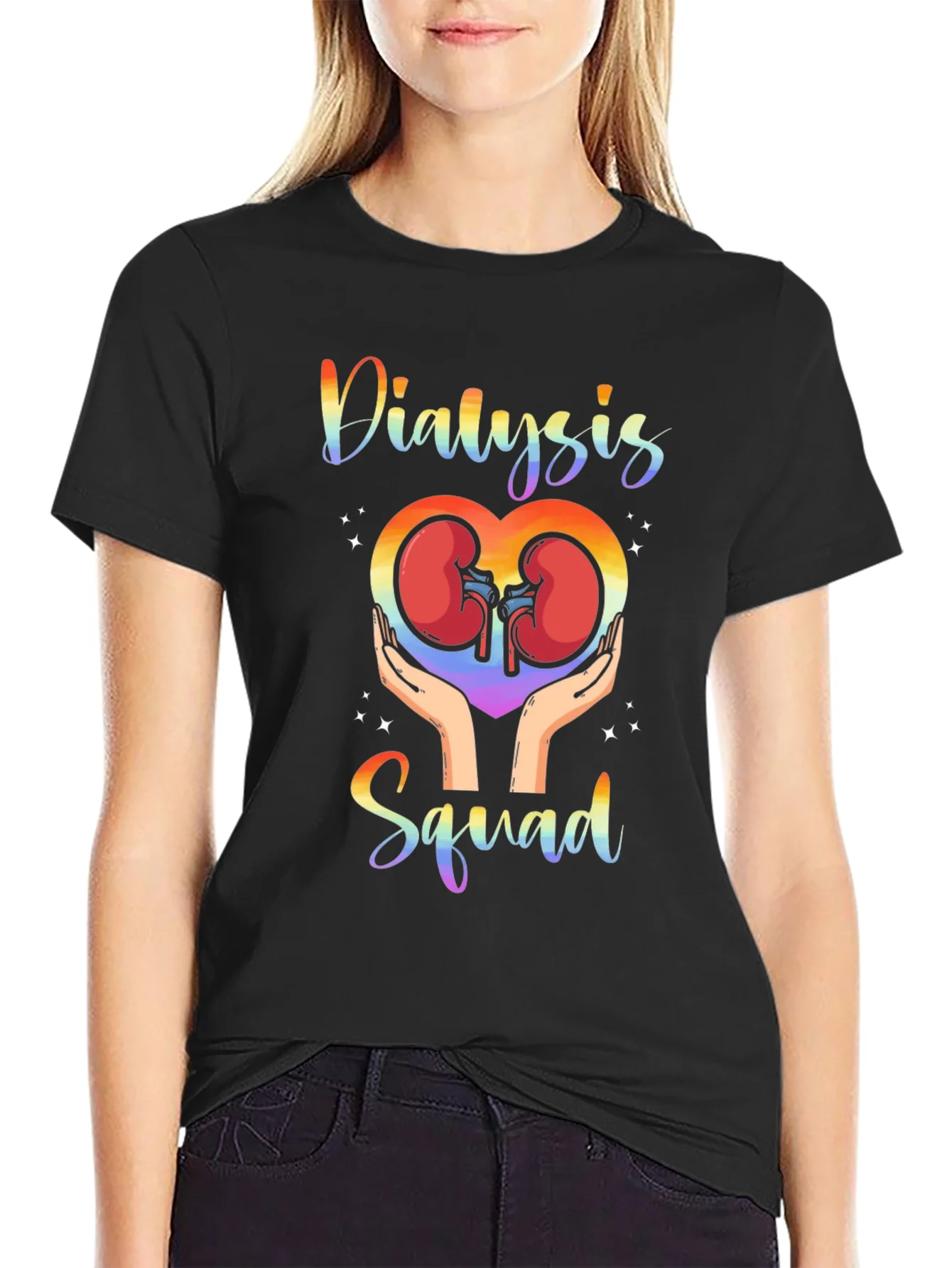 Rebbecca Dialysis Squad Rainbow T-Shirt Kidney Support Tee