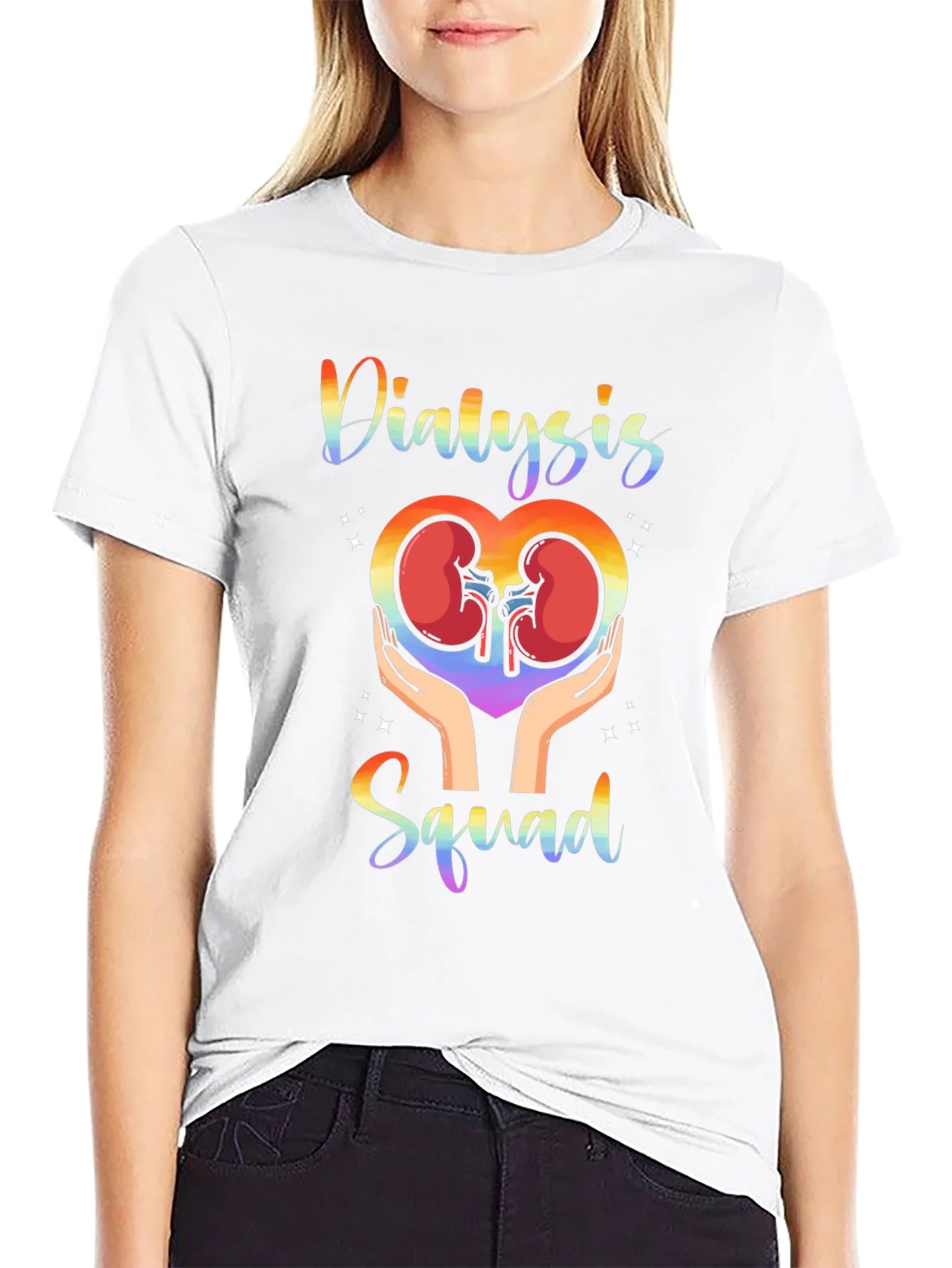 Rebbecca Dialysis Squad Rainbow T-Shirt Kidney Support Tee