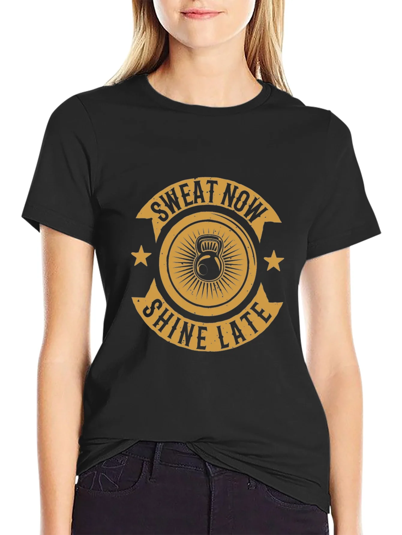 Rebbecca Sweat Now Shine Later Black Graphic Tee