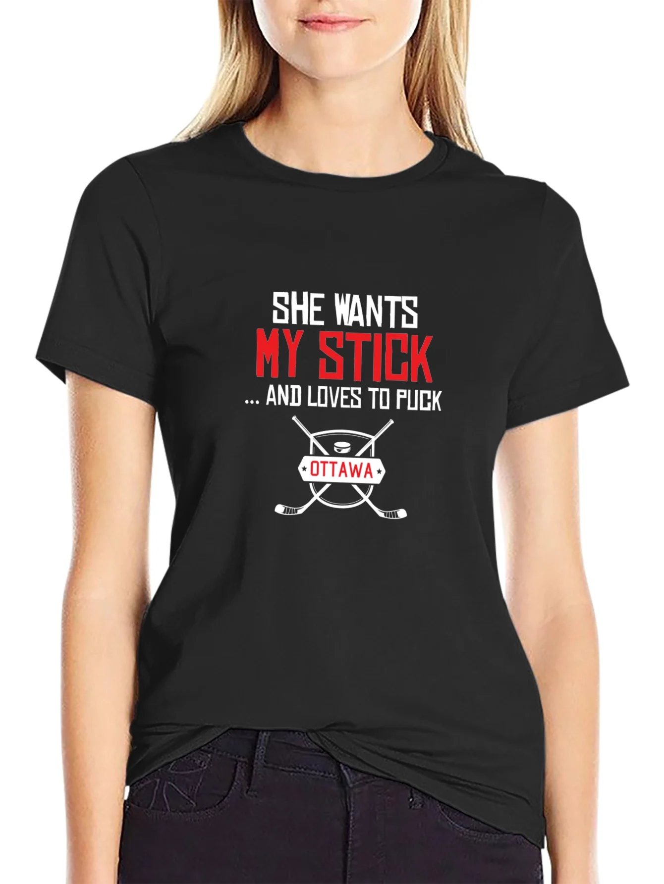 Rebbecca She Wants My Stick Ottawa Hockey T-Shirt