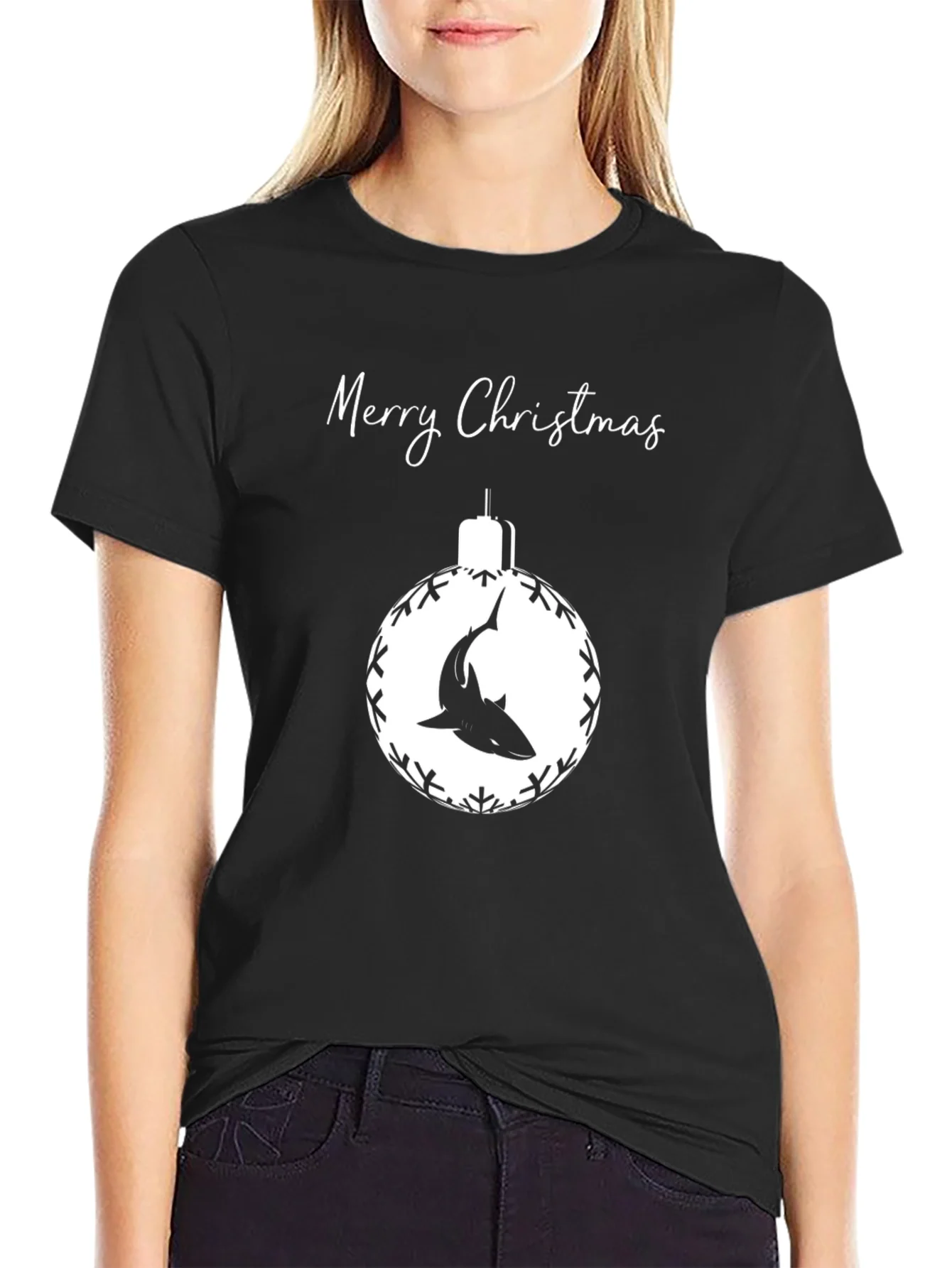 Camiseta Negra Navide?a con Tibur¨®n