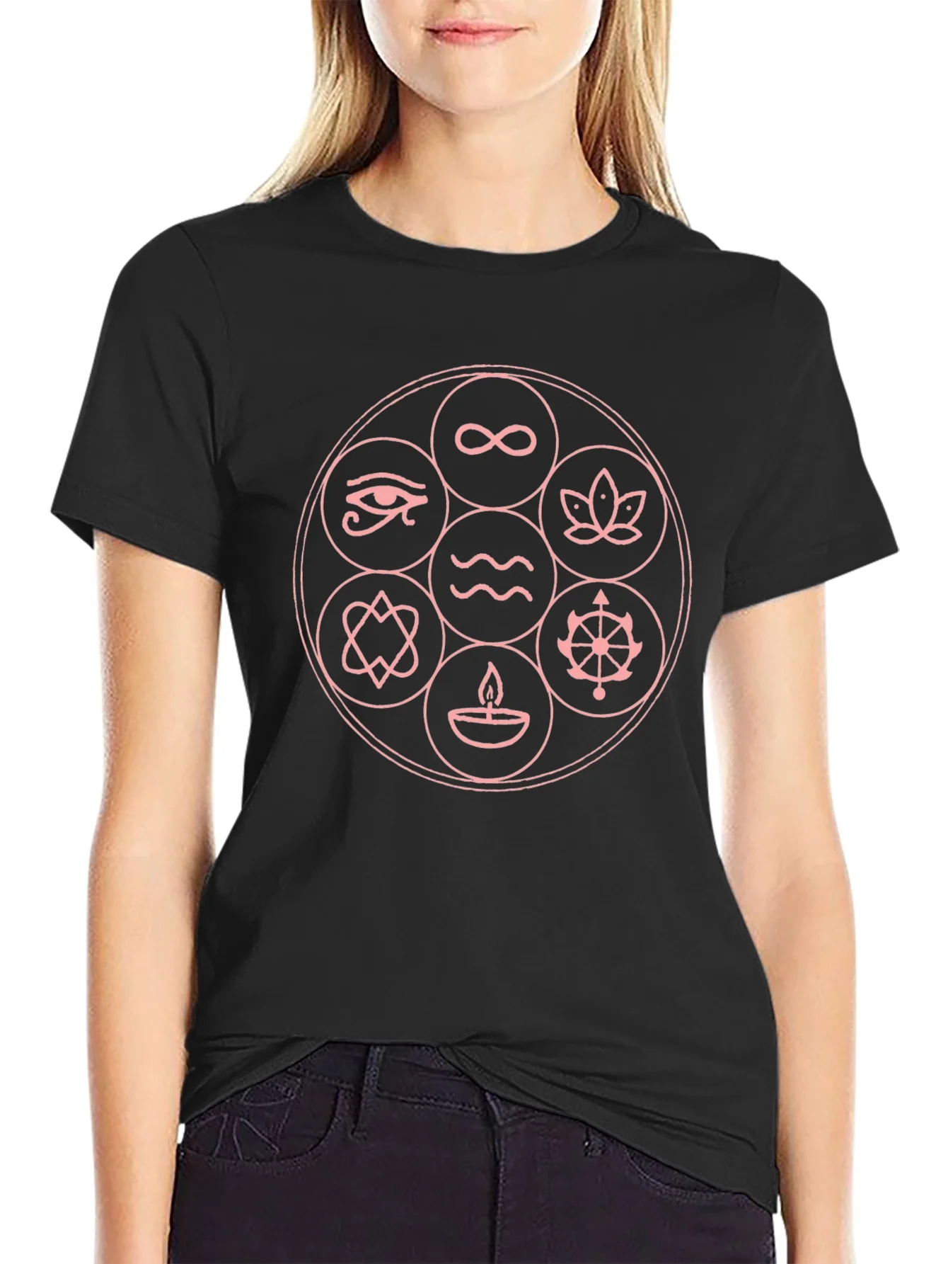 Rebbecca Symbol Circle Graphic Black T-Shirt