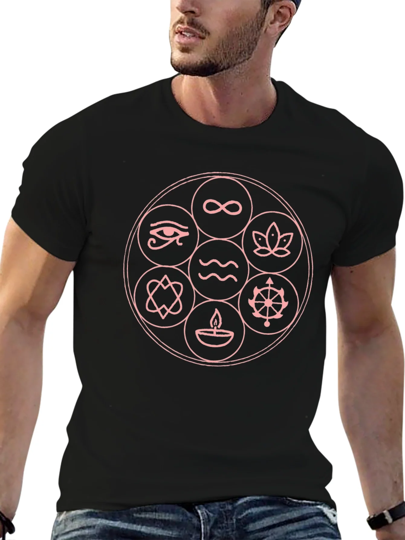 Rebbecca Symbol Circle Graphic Black T-Shirt