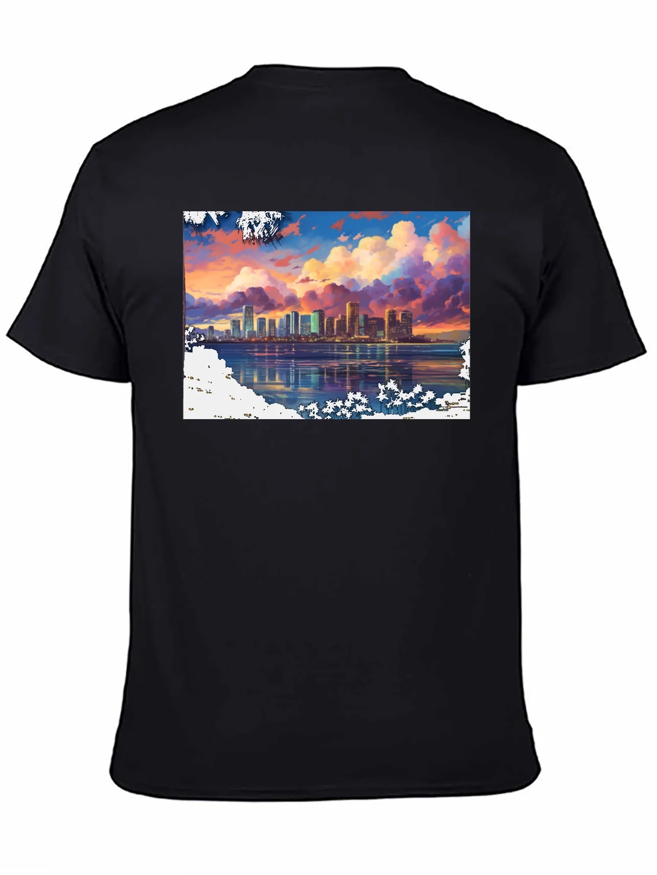 Rebbecca Cityscape Sunset Graphic Tee - Stylish Black T-Shirt