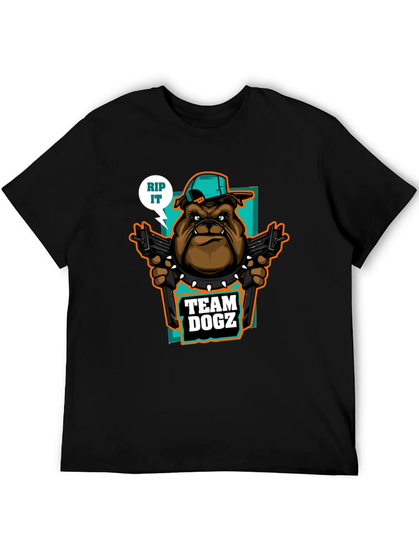 Camiseta Team Dogz RIP IT Negra con Estampado Bulldog