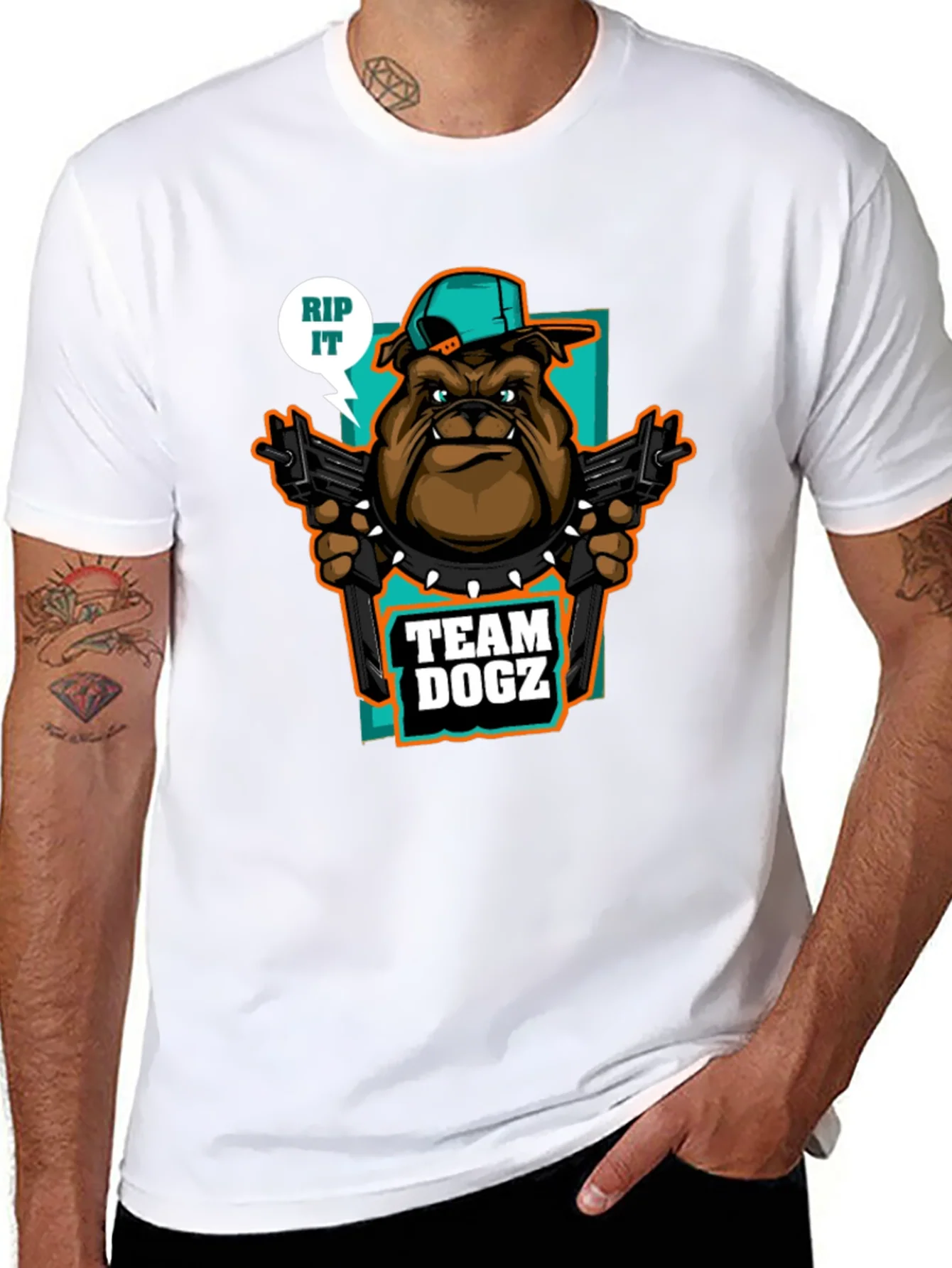 Camiseta Team Dogz RIP IT Negra con Estampado Bulldog