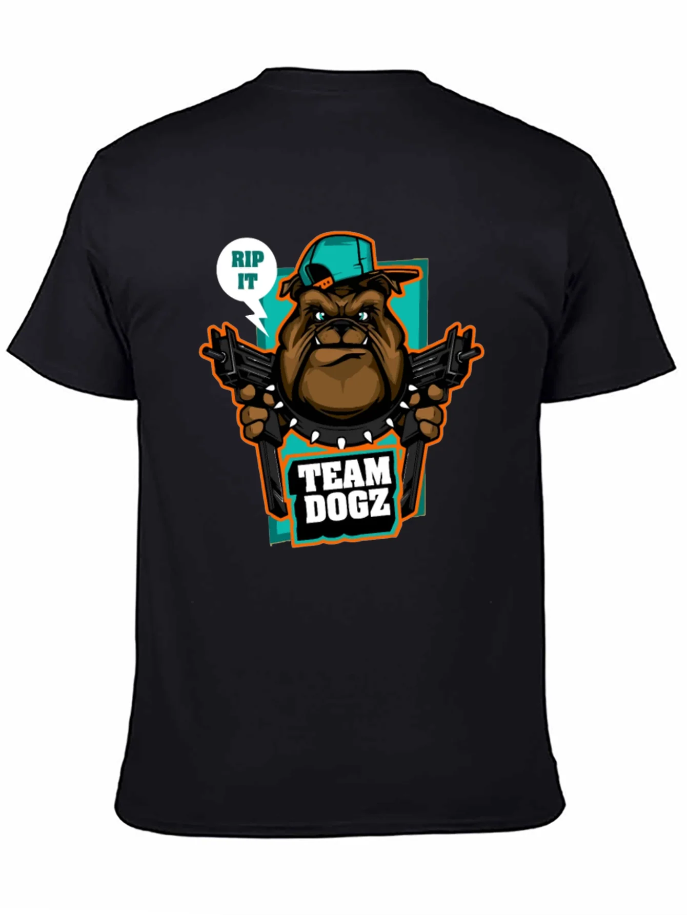Camiseta Team Dogz RIP IT Negra con Estampado Bulldog