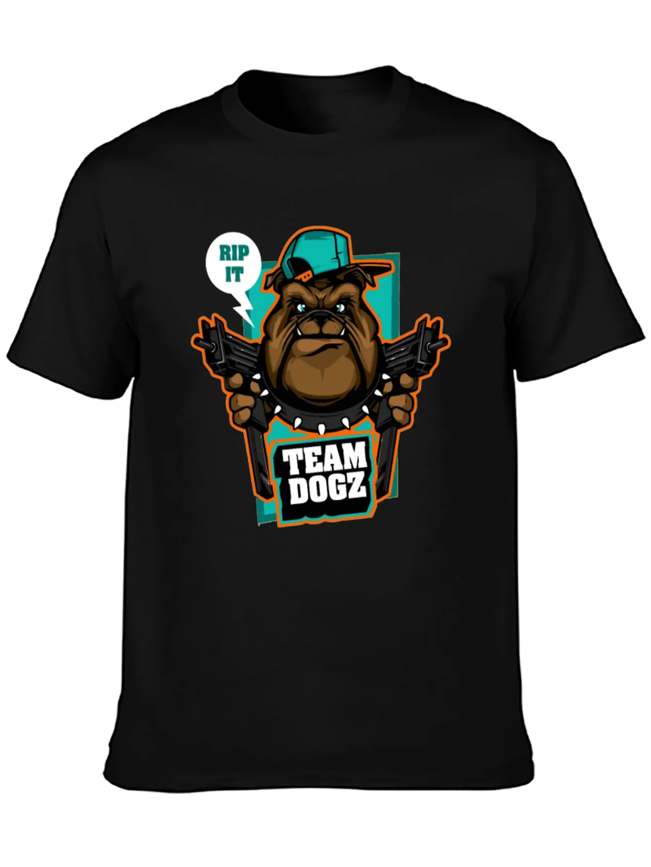 Camiseta Team Dogz RIP IT Negra con Estampado Bulldog