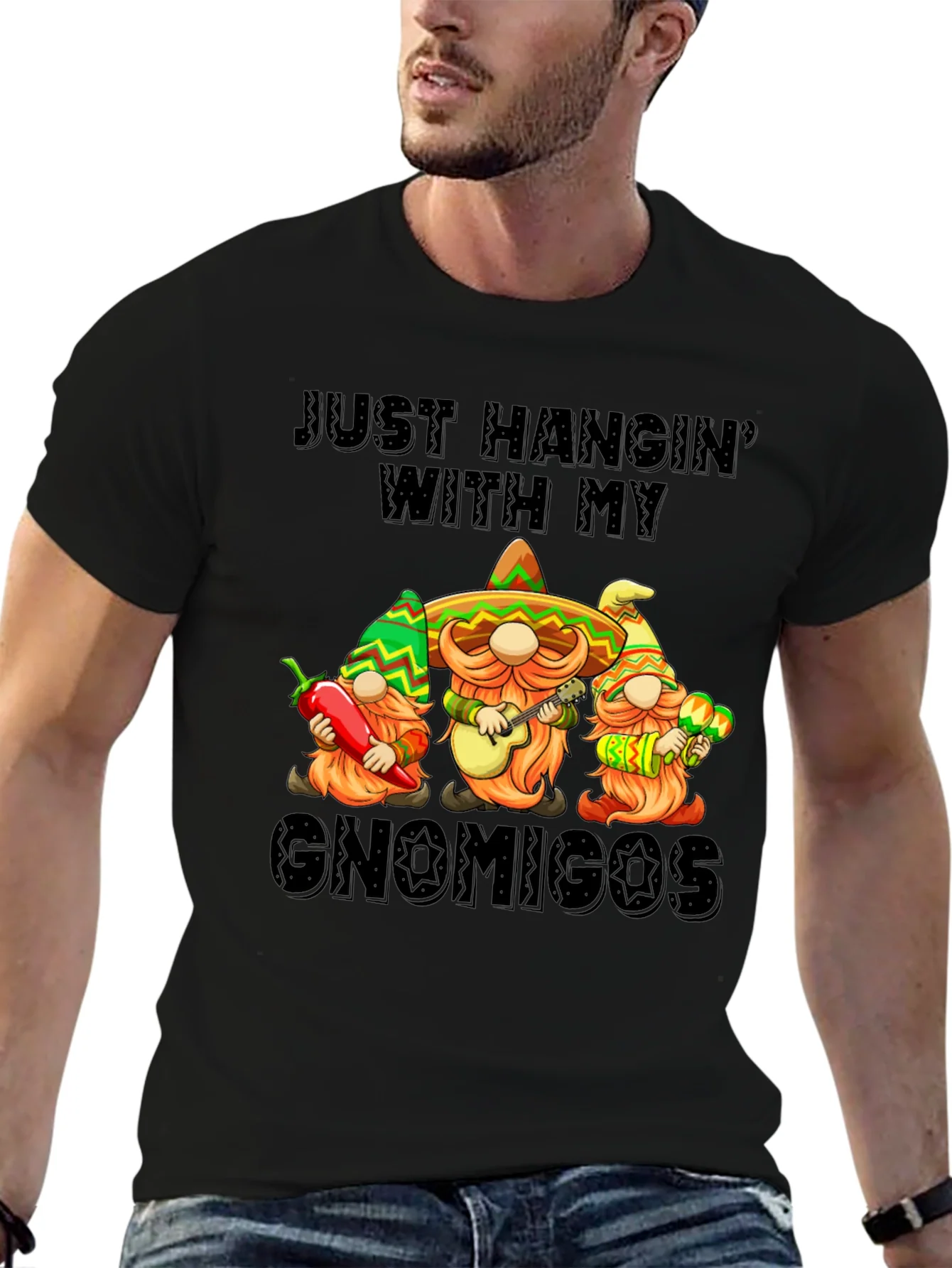 Camiseta Negra Gnomigos Fiesta Mexicana