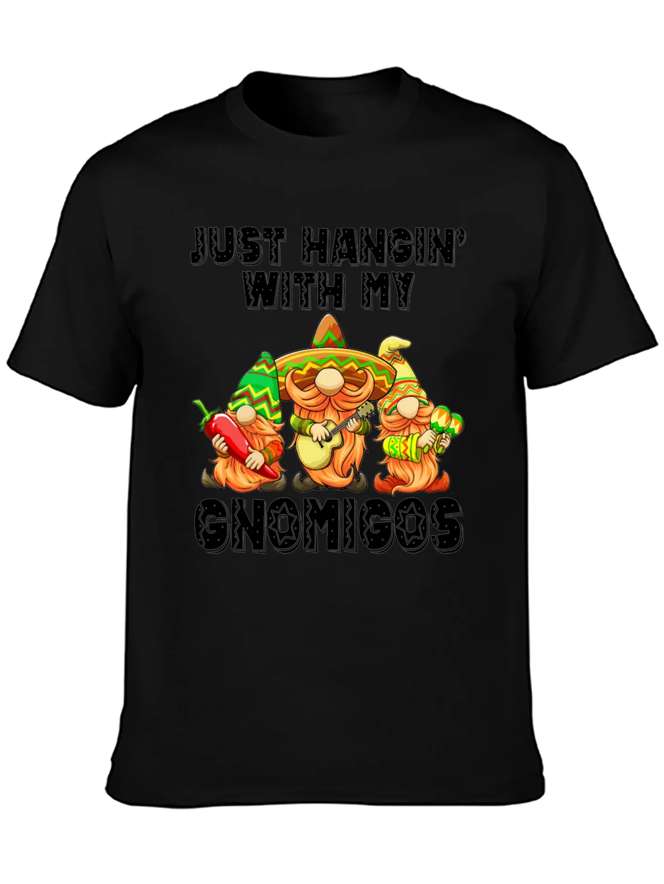 Camiseta Negra Gnomigos Fiesta Mexicana