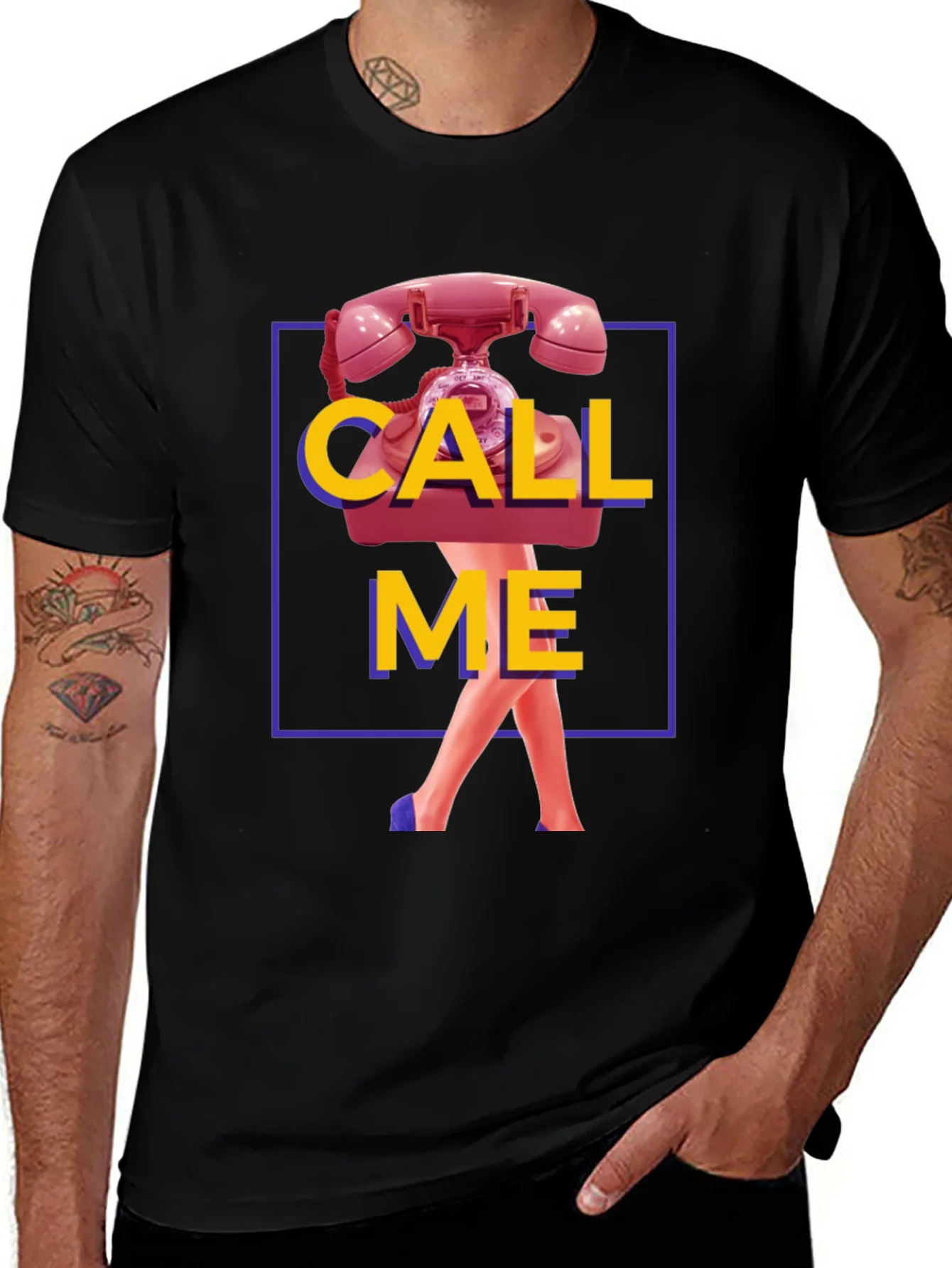 Rebbecca Call Me Graphic T-Shirt - Funky Retro Design
