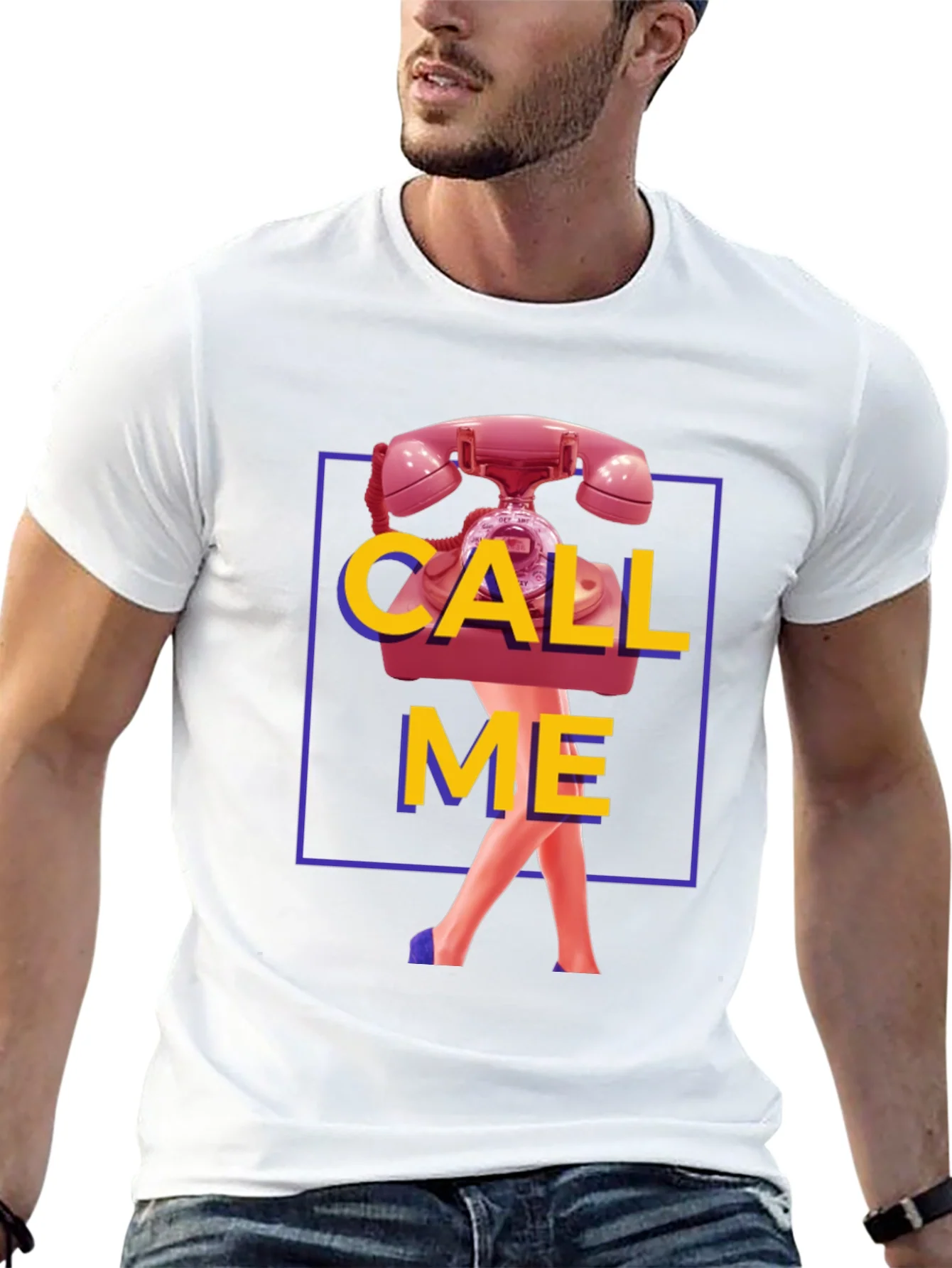 Rebbecca Call Me Graphic T-Shirt - Funky Retro Design