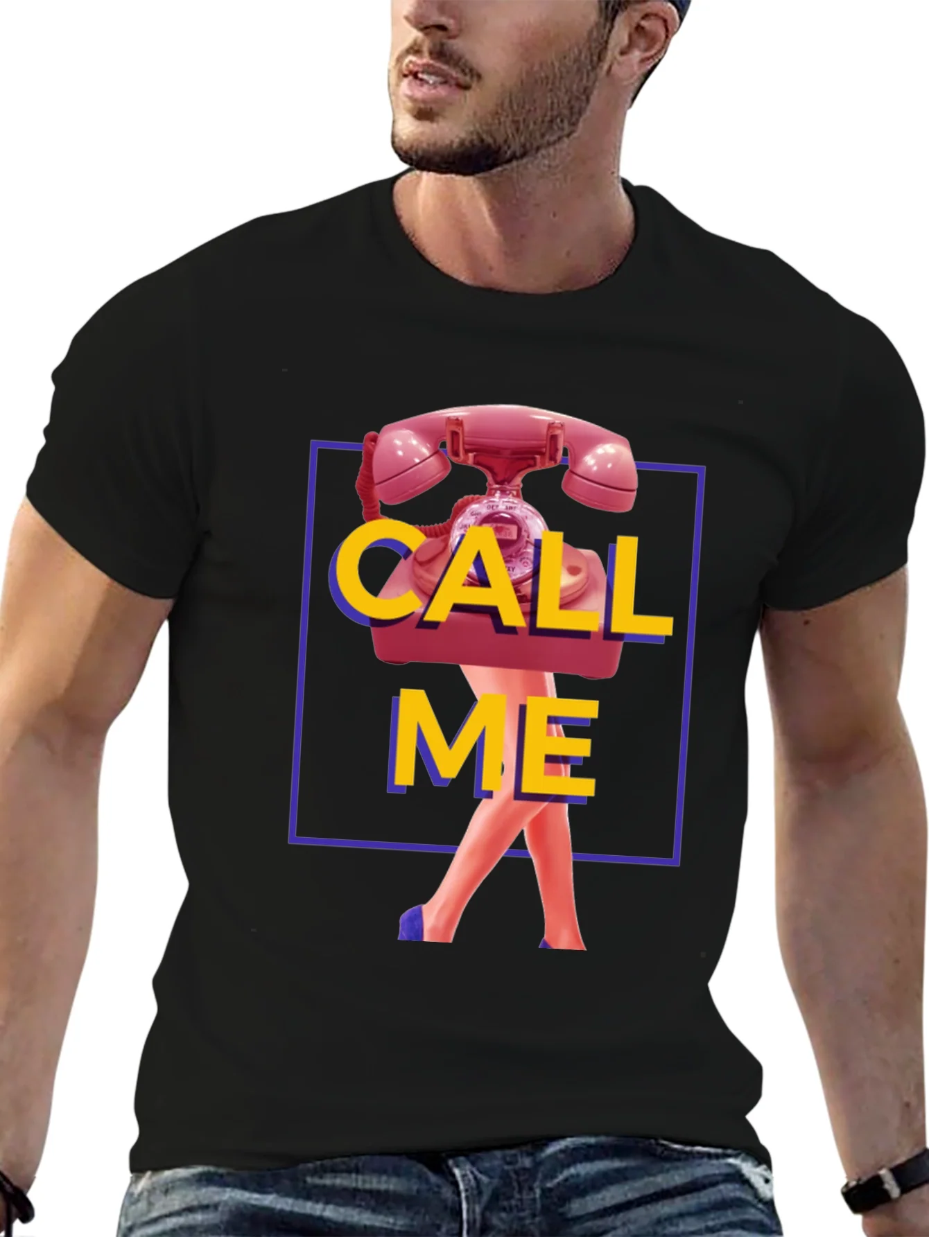 Rebbecca Call Me Graphic T-Shirt - Funky Retro Design