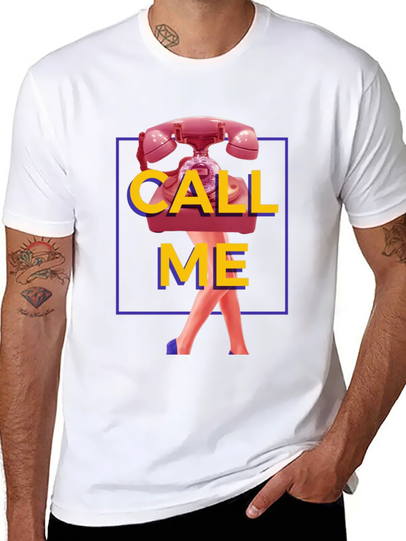 Rebbecca Call Me Graphic T-Shirt - Funky Retro Design