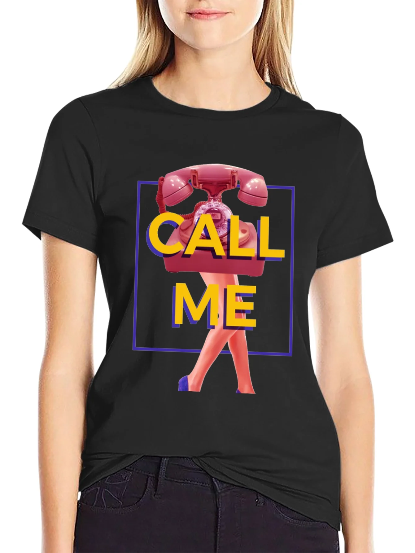 Rebbecca Call Me Graphic T-Shirt - Funky Retro Design