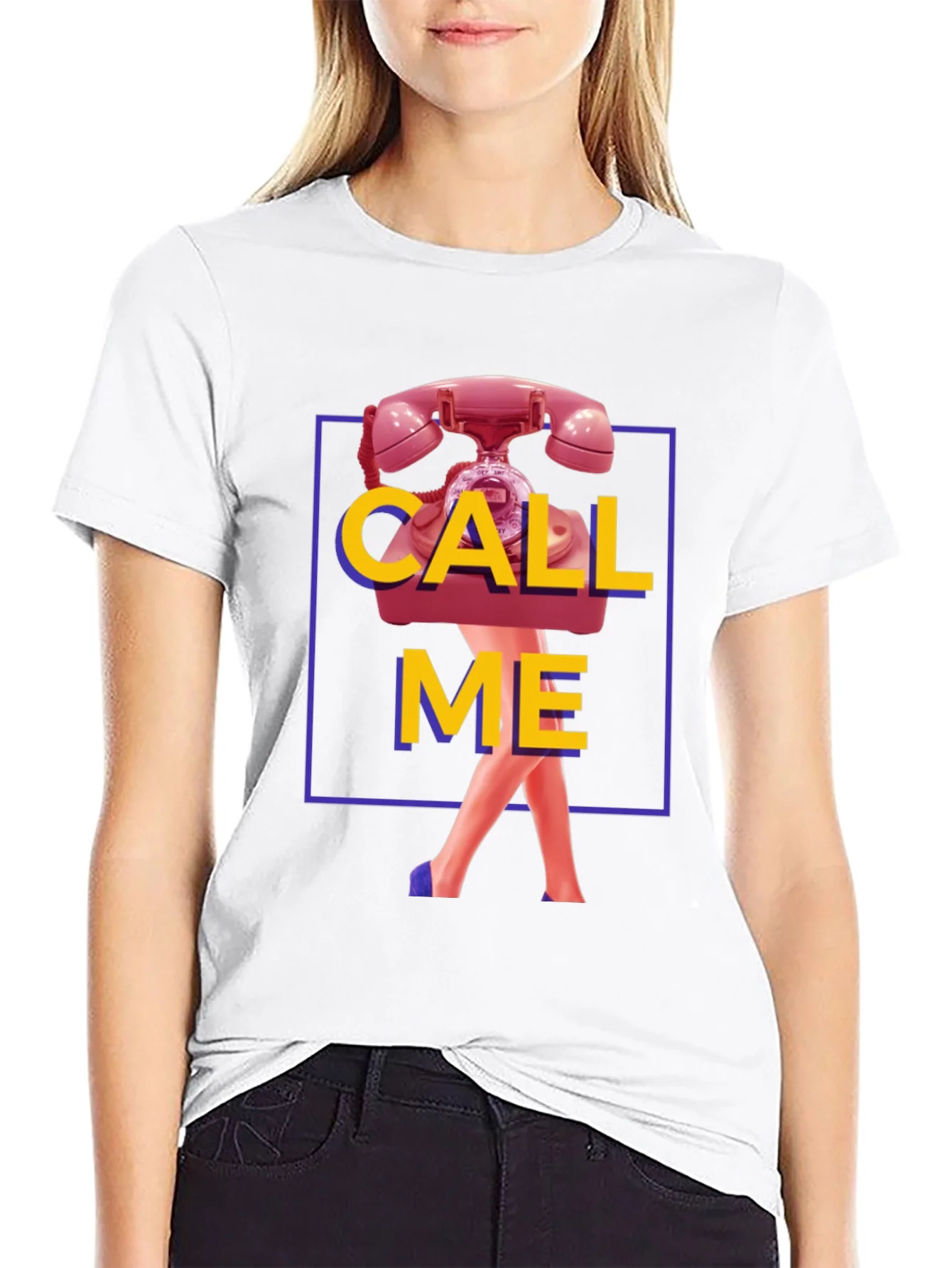 Rebbecca Call Me Graphic T-Shirt - Funky Retro Design