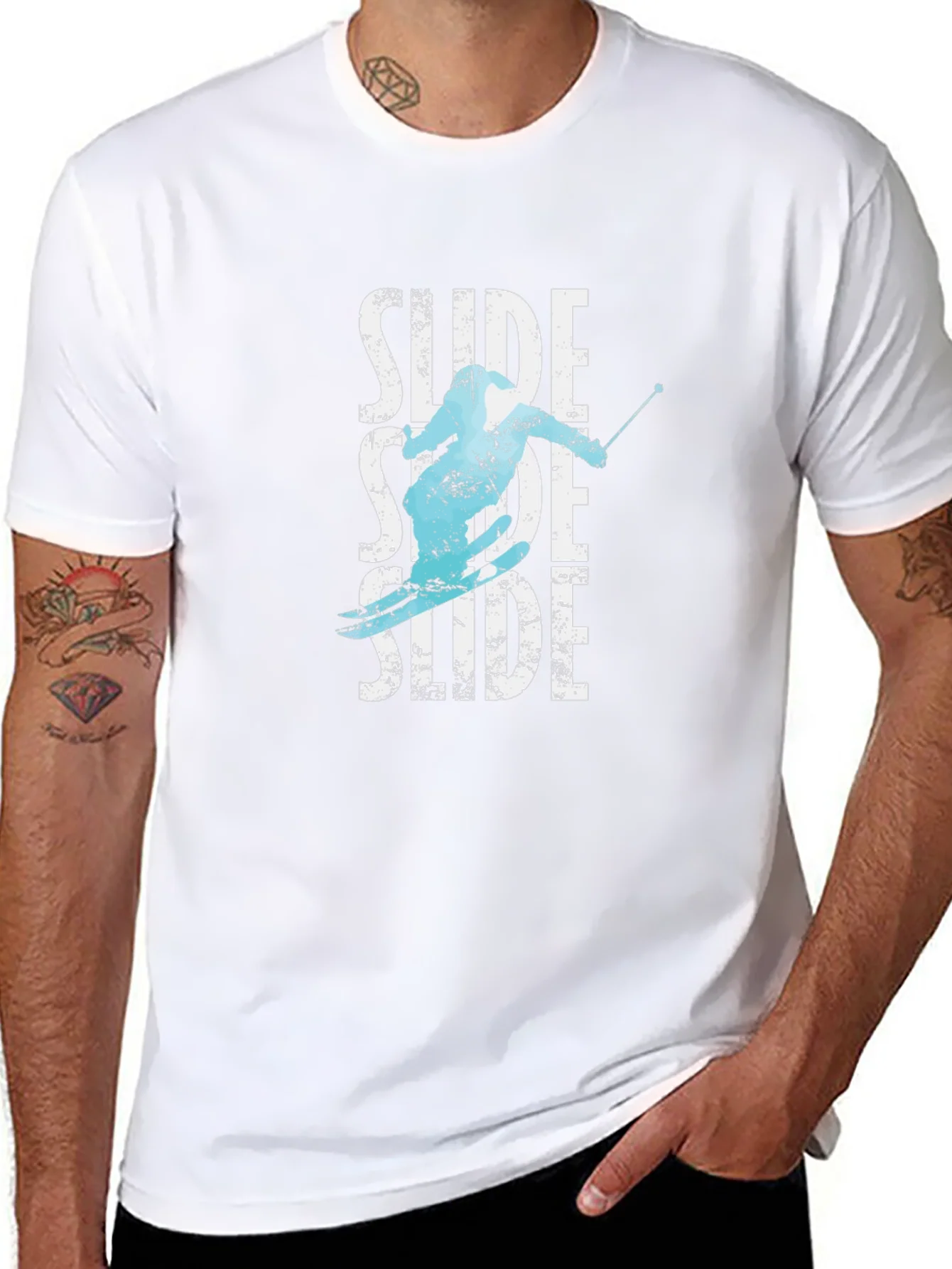 Camiseta Negra Esqu¨ª Slide Hombre Dise?o Original