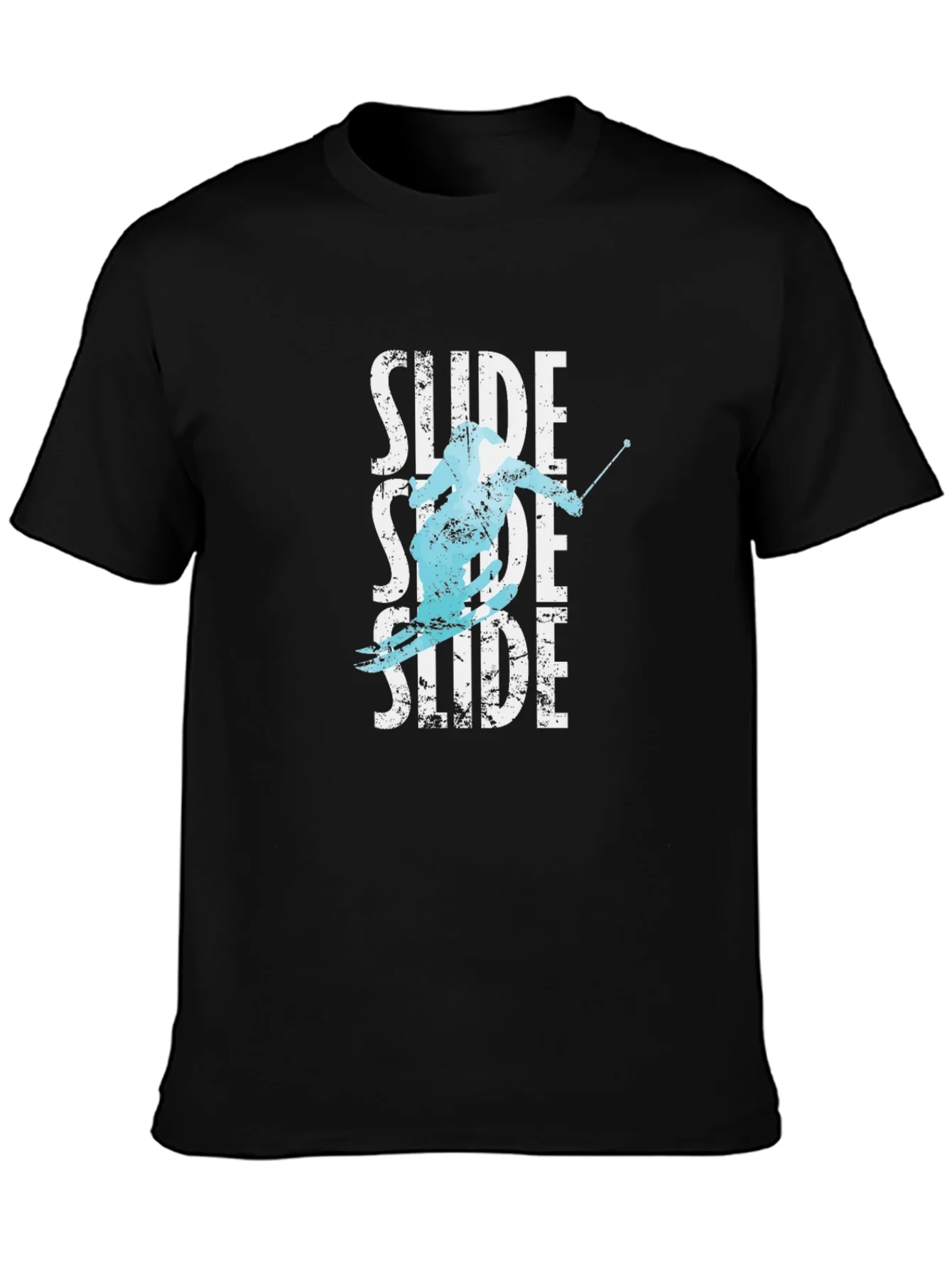 Camiseta Negra Esqu¨ª Slide Hombre Dise?o Original