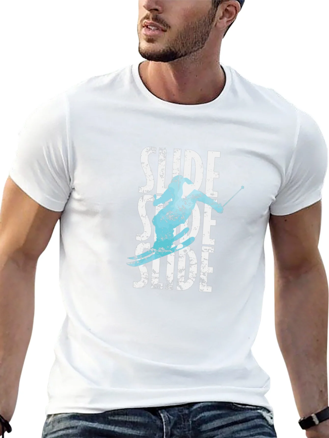 Camiseta Negra Esqu¨ª Slide Hombre Dise?o Original