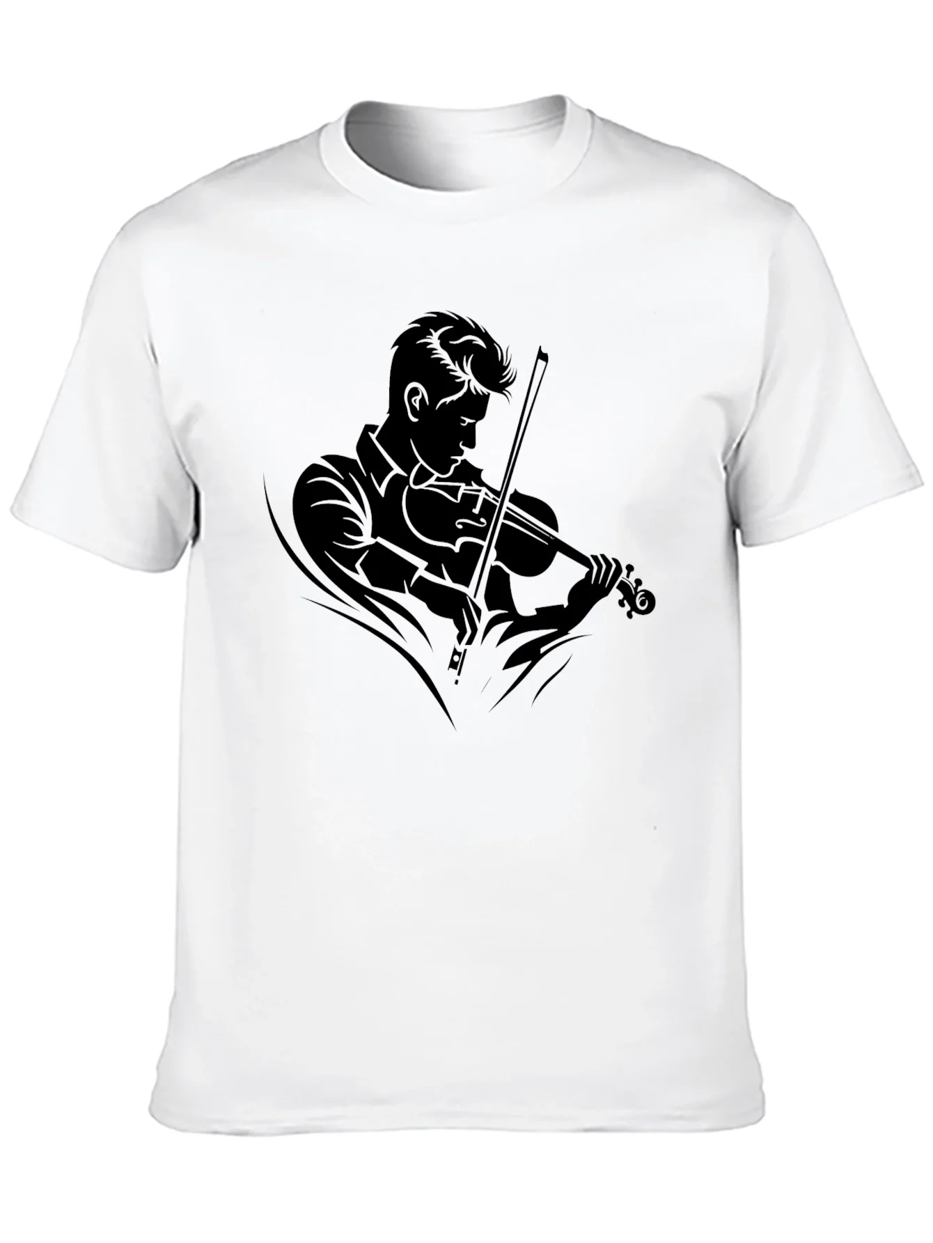 Camiseta Negra con Dise?o de M¨²sico Violinista