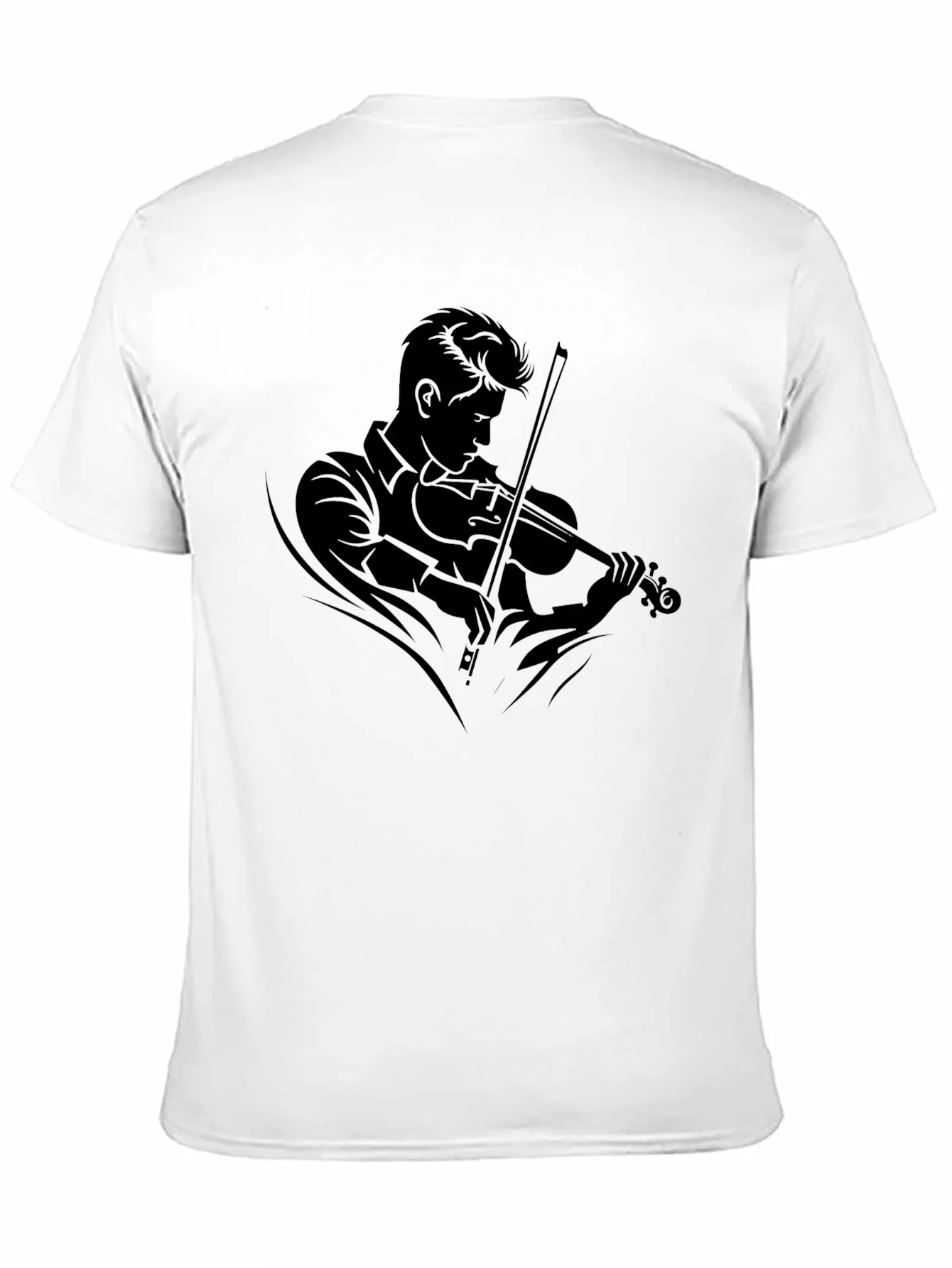 Camiseta Negra con Dise?o de M¨²sico Violinista