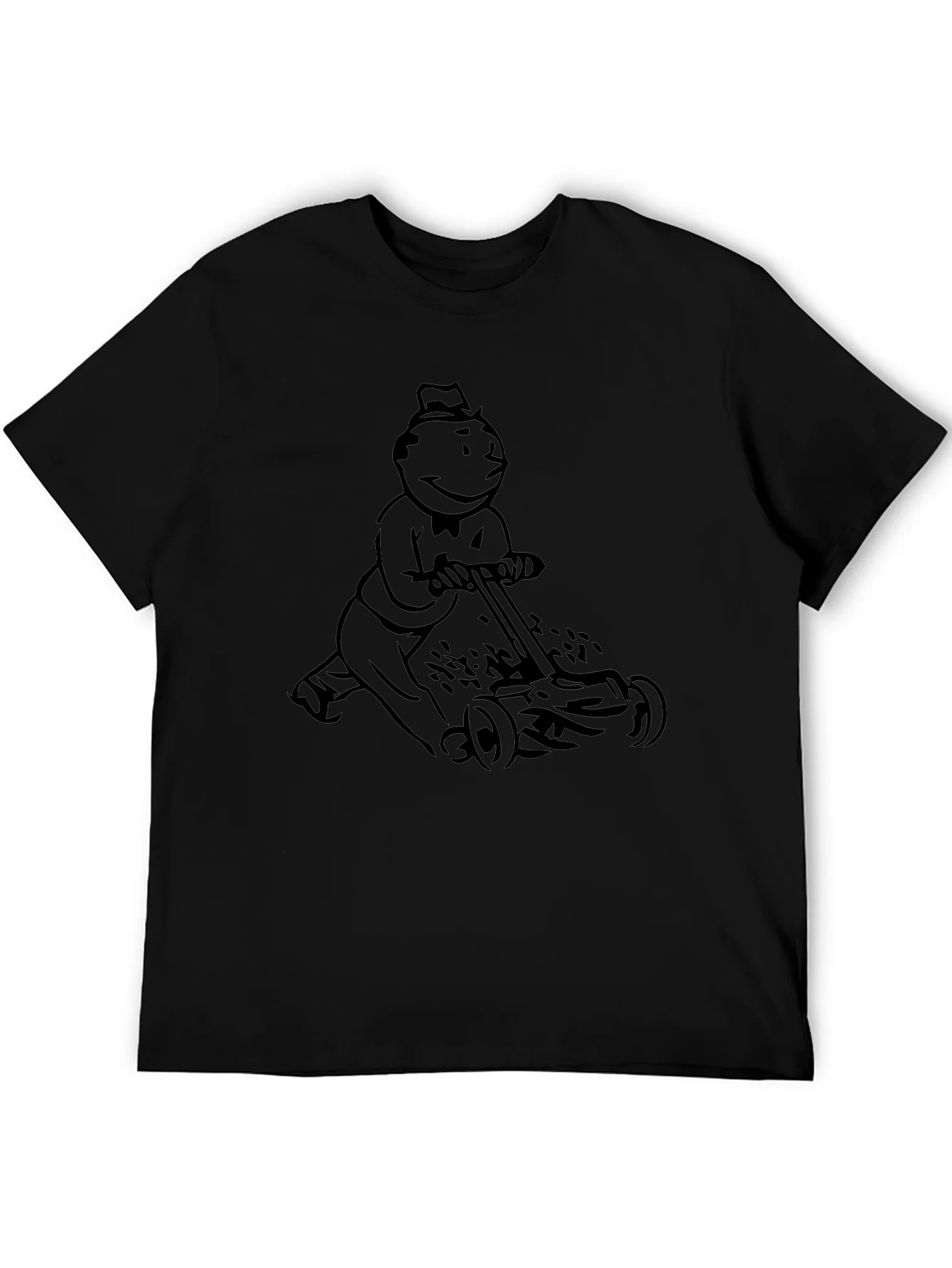 Rebbecca Monopoly Man Mowing T-Shirt - Black Graphic Tee