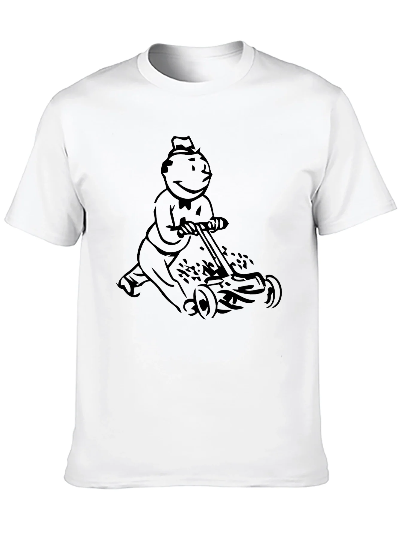 Rebbecca Monopoly Man Mowing T-Shirt - Black Graphic Tee