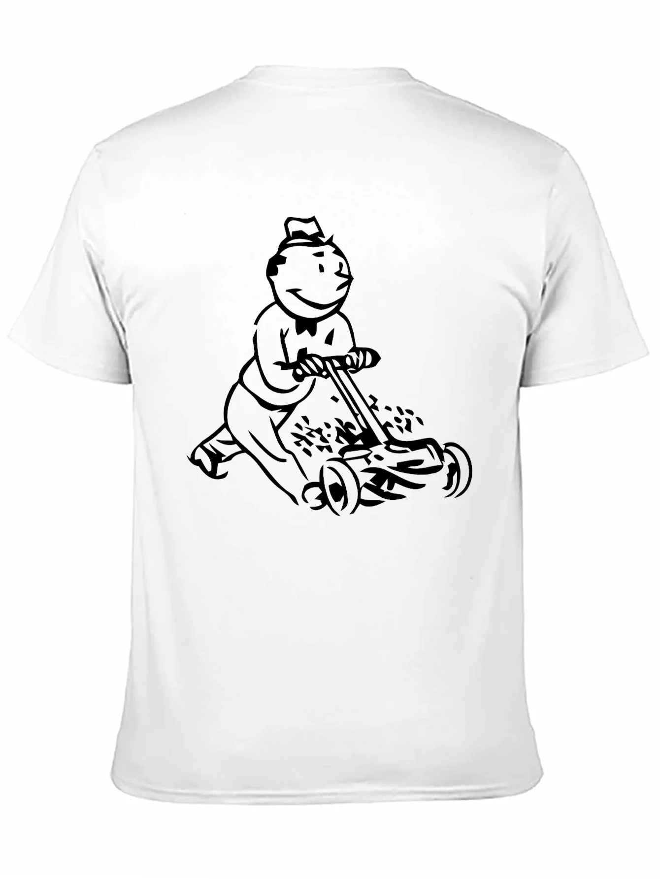 Rebbecca Monopoly Man Mowing T-Shirt - Black Graphic Tee