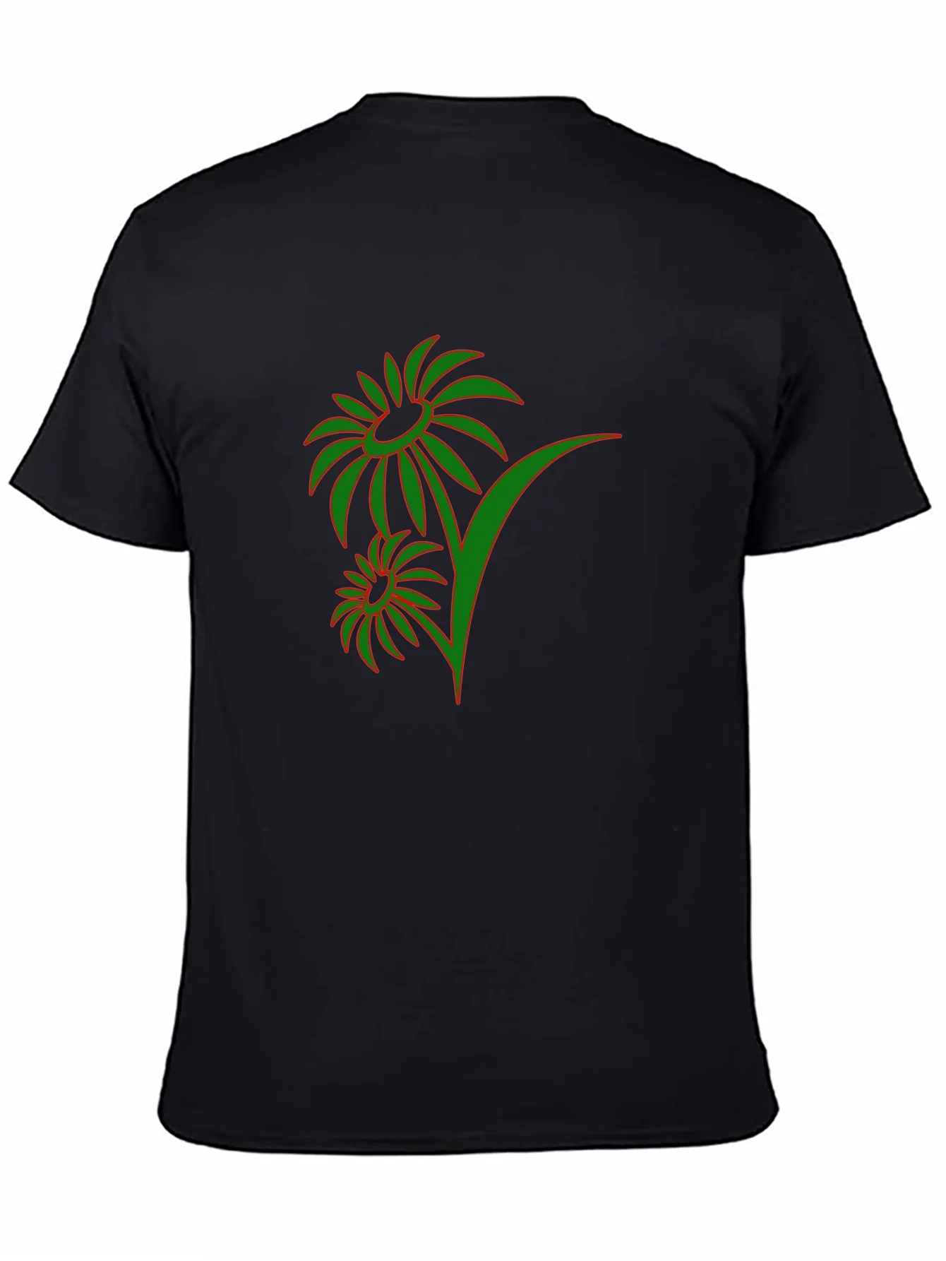 Rebbecca Mens Black T-Shirt with Green Floral Design