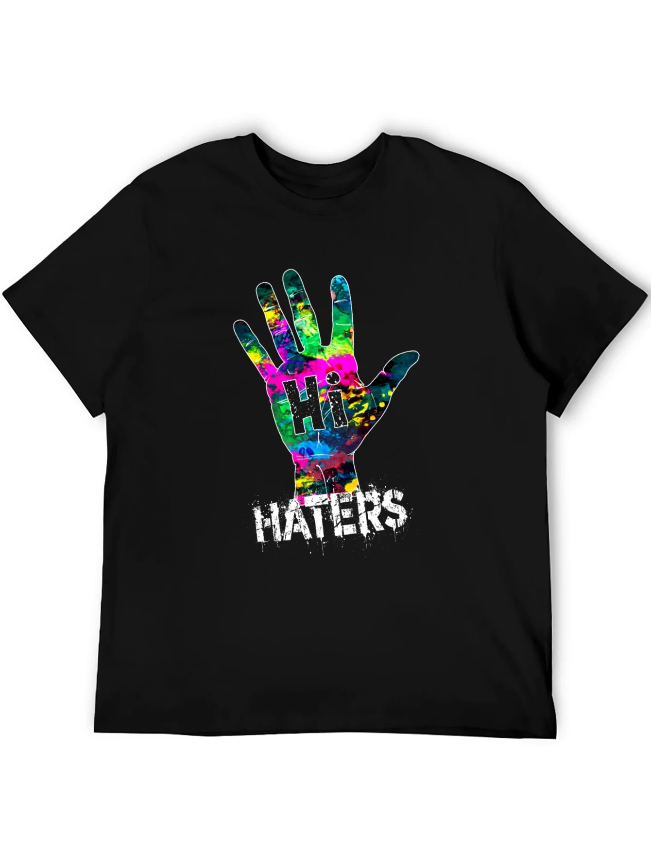 Camiseta Negra con Dise?o Abstracto Hi Haters