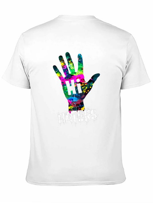 Camiseta Negra con Dise?o Abstracto Hi Haters
