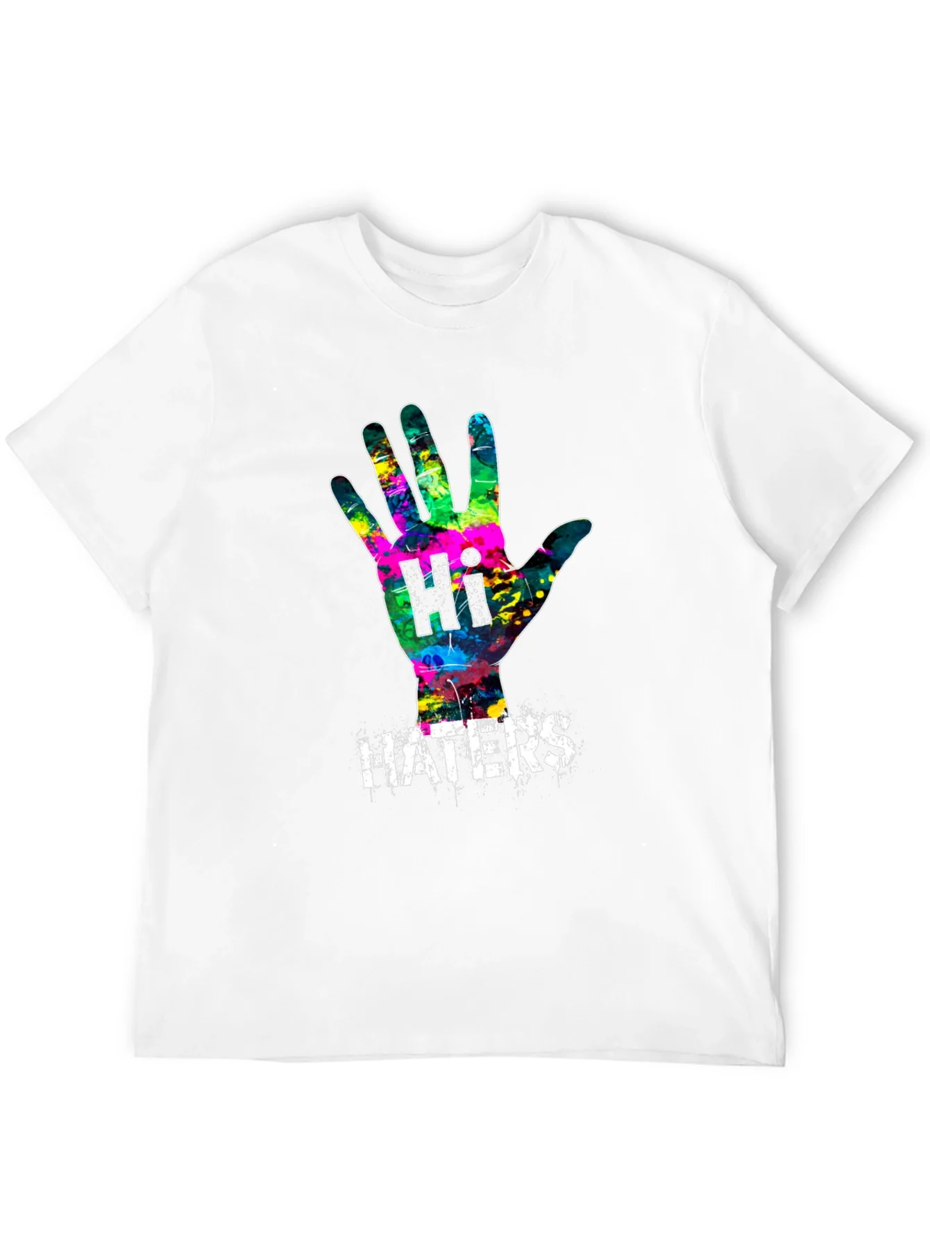 Camiseta Negra con Dise?o Abstracto Hi Haters