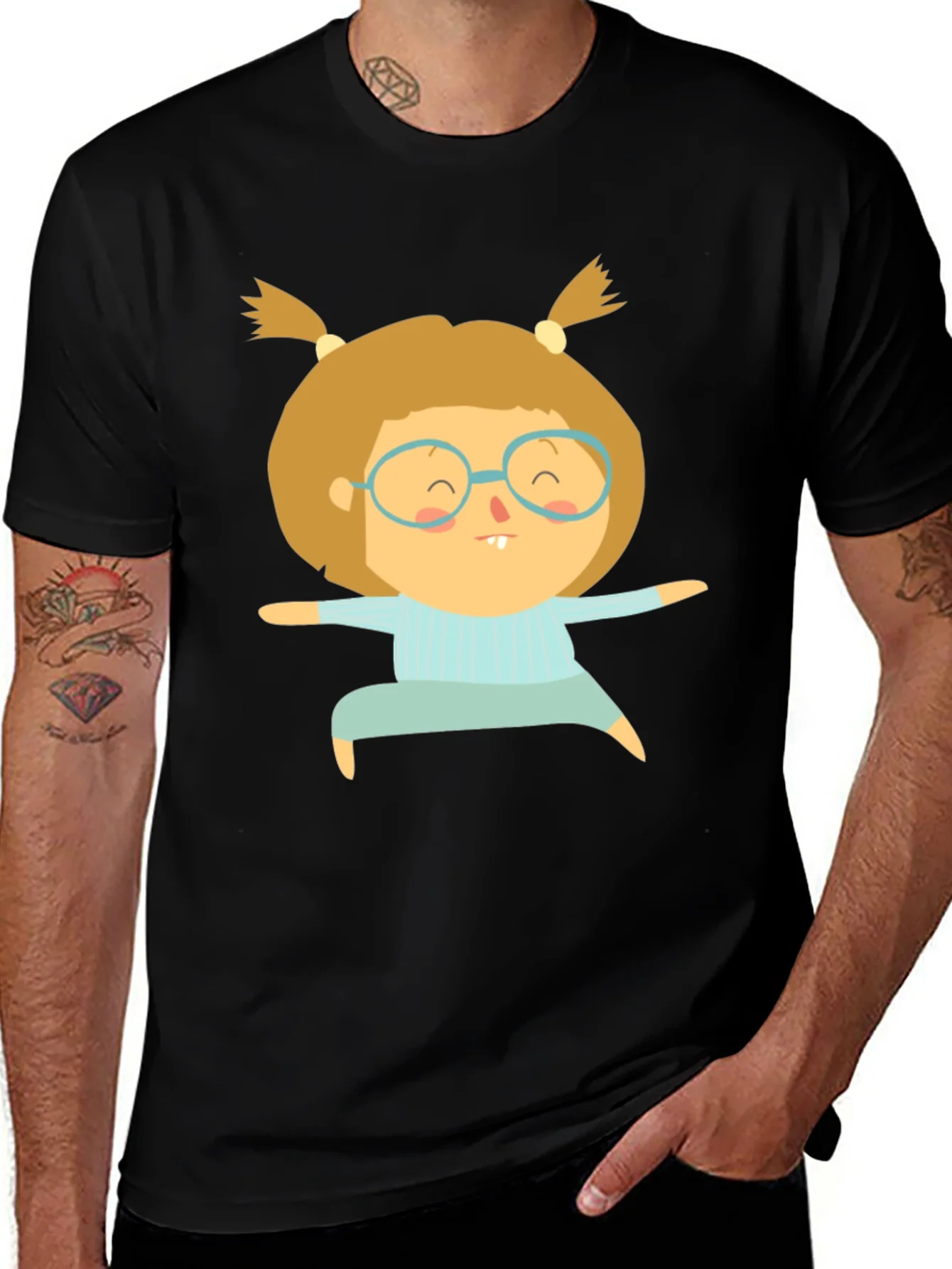 Camiseta Negra con Dise?o de Ni?a Yoga