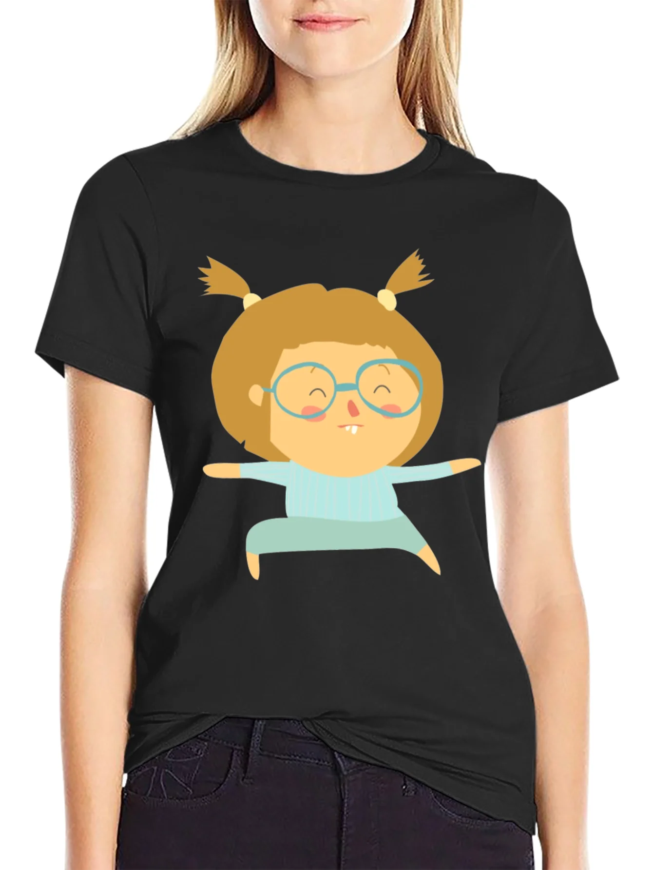 Camiseta Negra con Dise?o de Ni?a Yoga