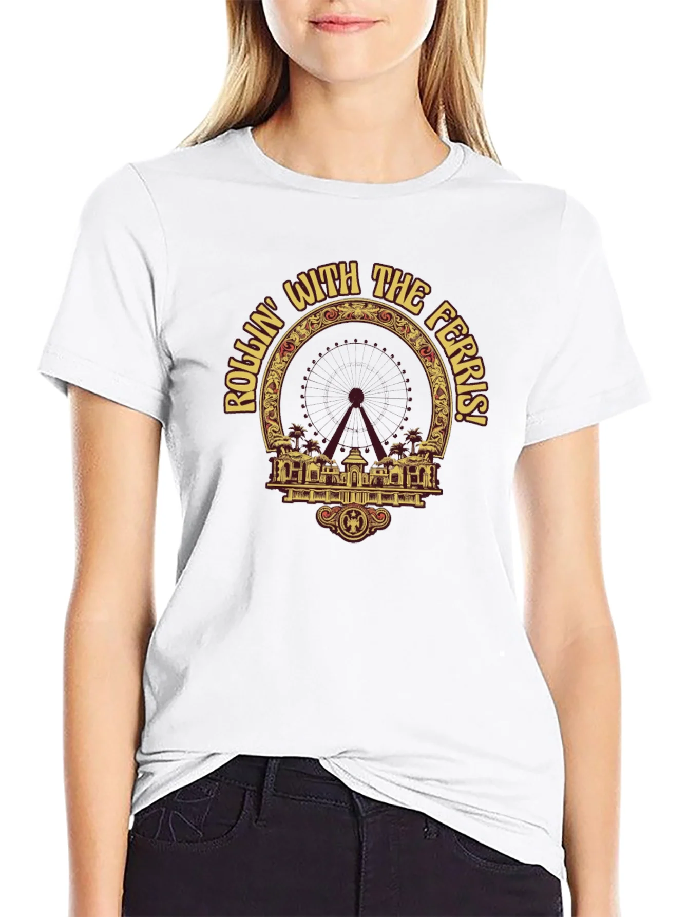 Camiseta Negra con Dise?o Rollin With The Ferris