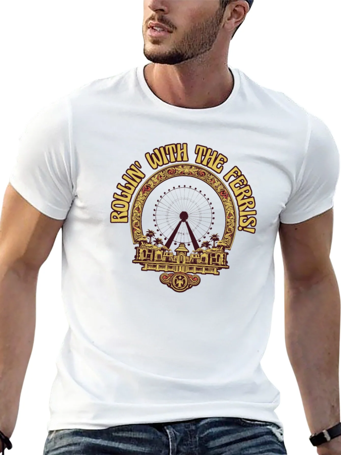 Camiseta Negra con Dise?o Rollin With The Ferris