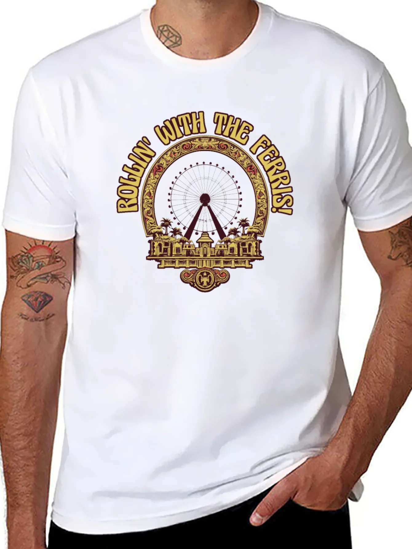 Camiseta Negra con Dise?o Rollin With The Ferris
