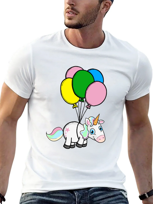 Rebbecca Unicorn Balloons Graphic Tee - Black Cotton Shirt