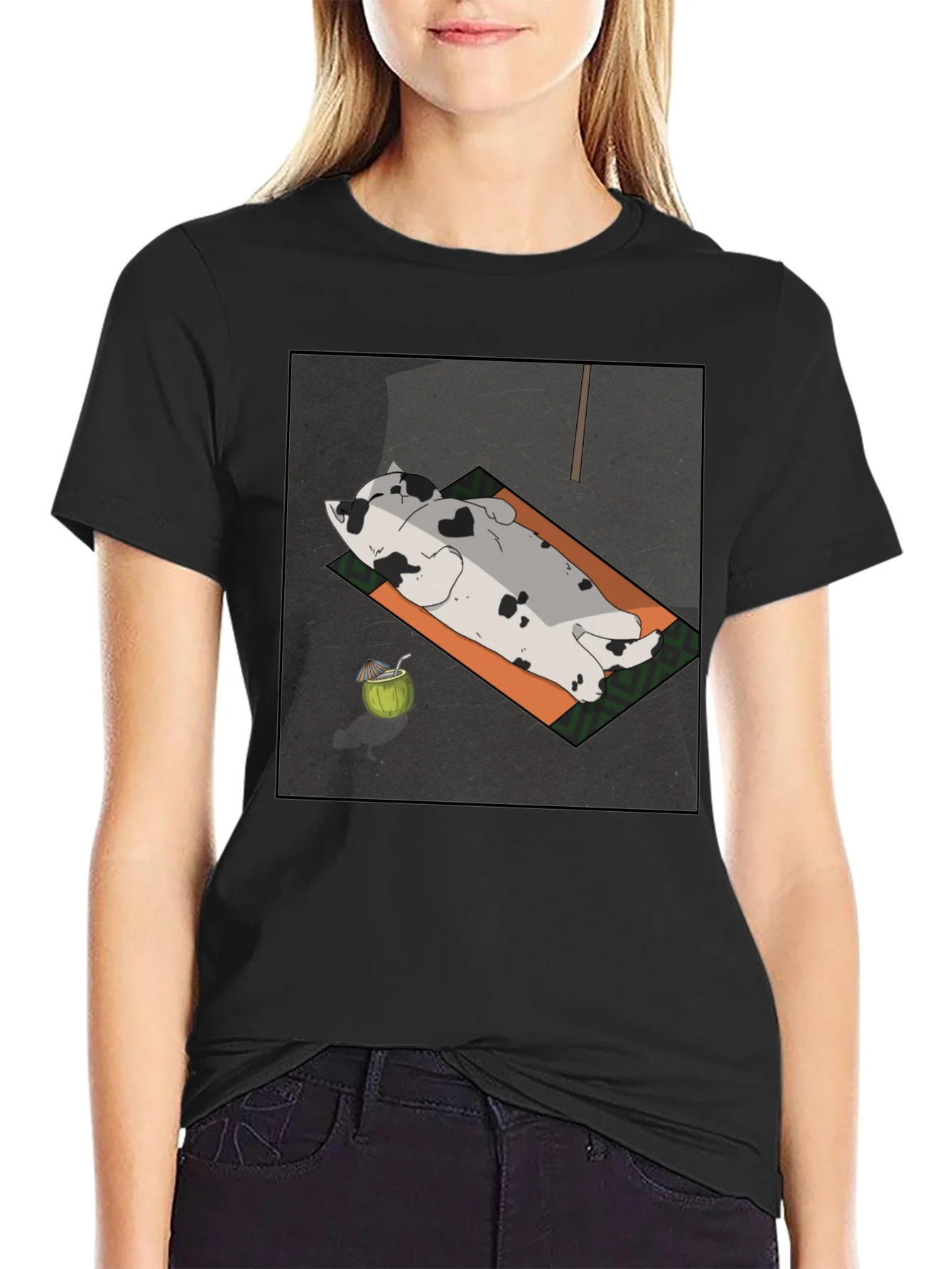 Rebbecca Chill Cat Tee: Sunbathing Style