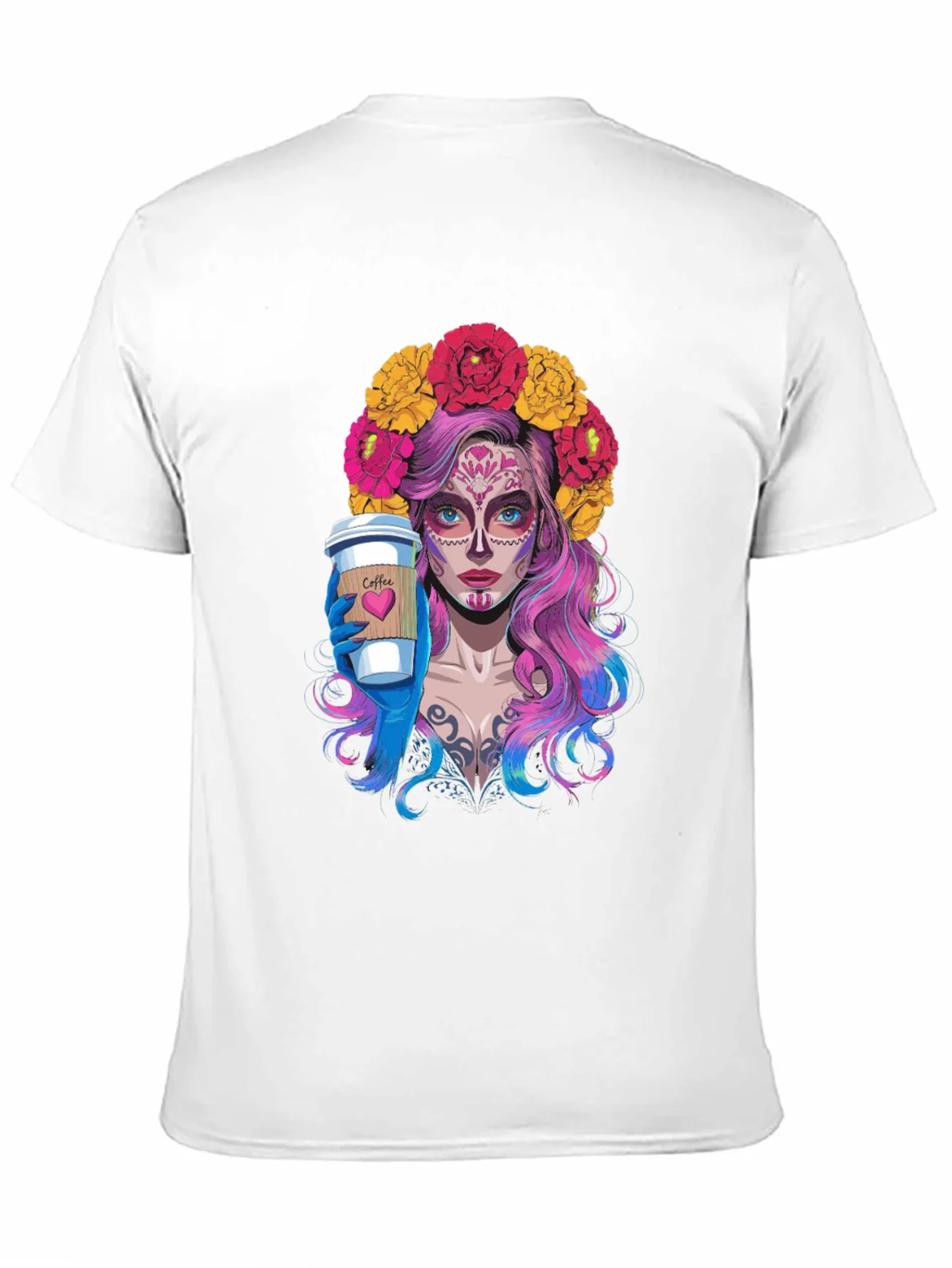 Camiseta Negra con Dise?o de Catrina Cafetera