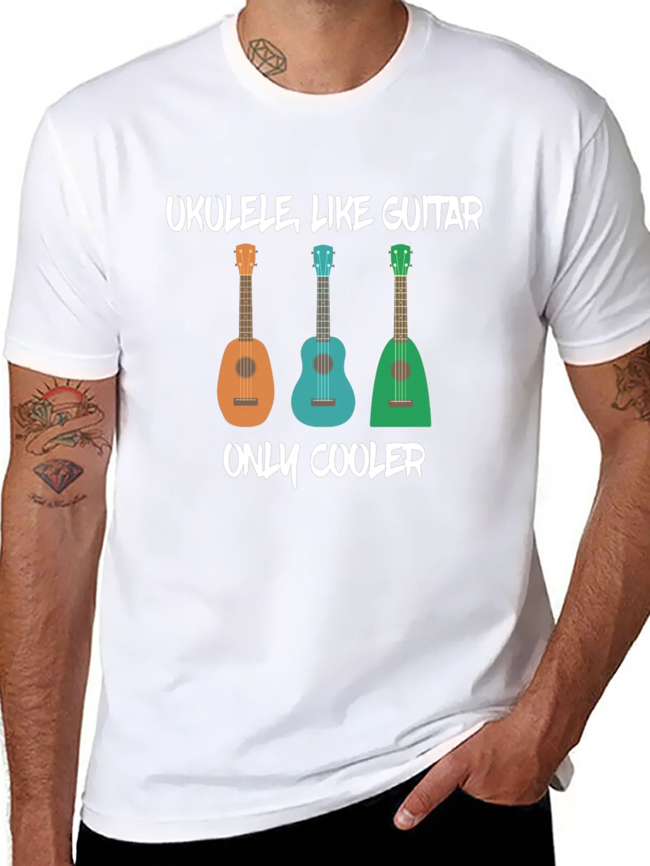 Rebbecca Ukulele Like Guitar Mens Black Graphic T-Shirt