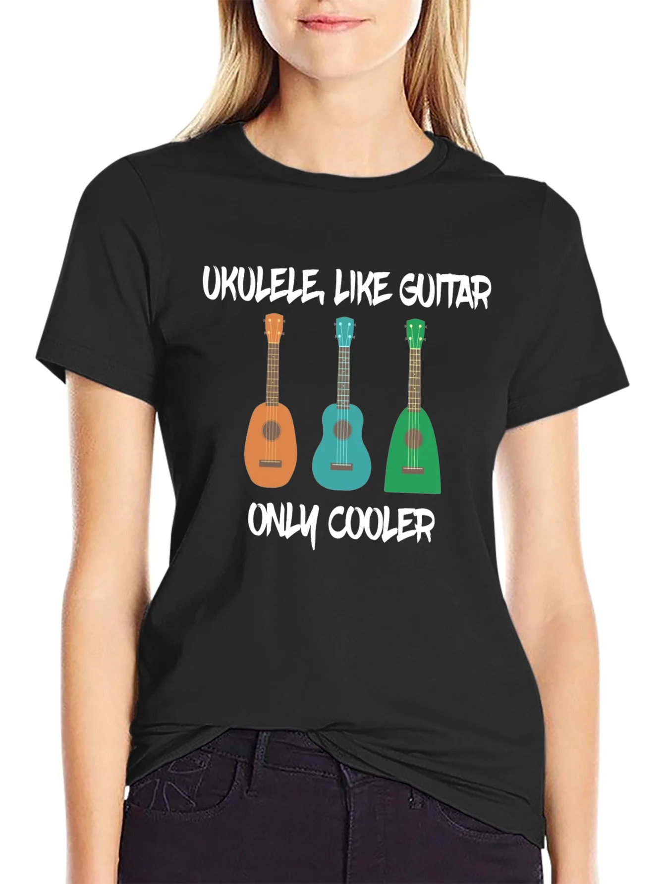 Rebbecca Ukulele Like Guitar Mens Black Graphic T-Shirt