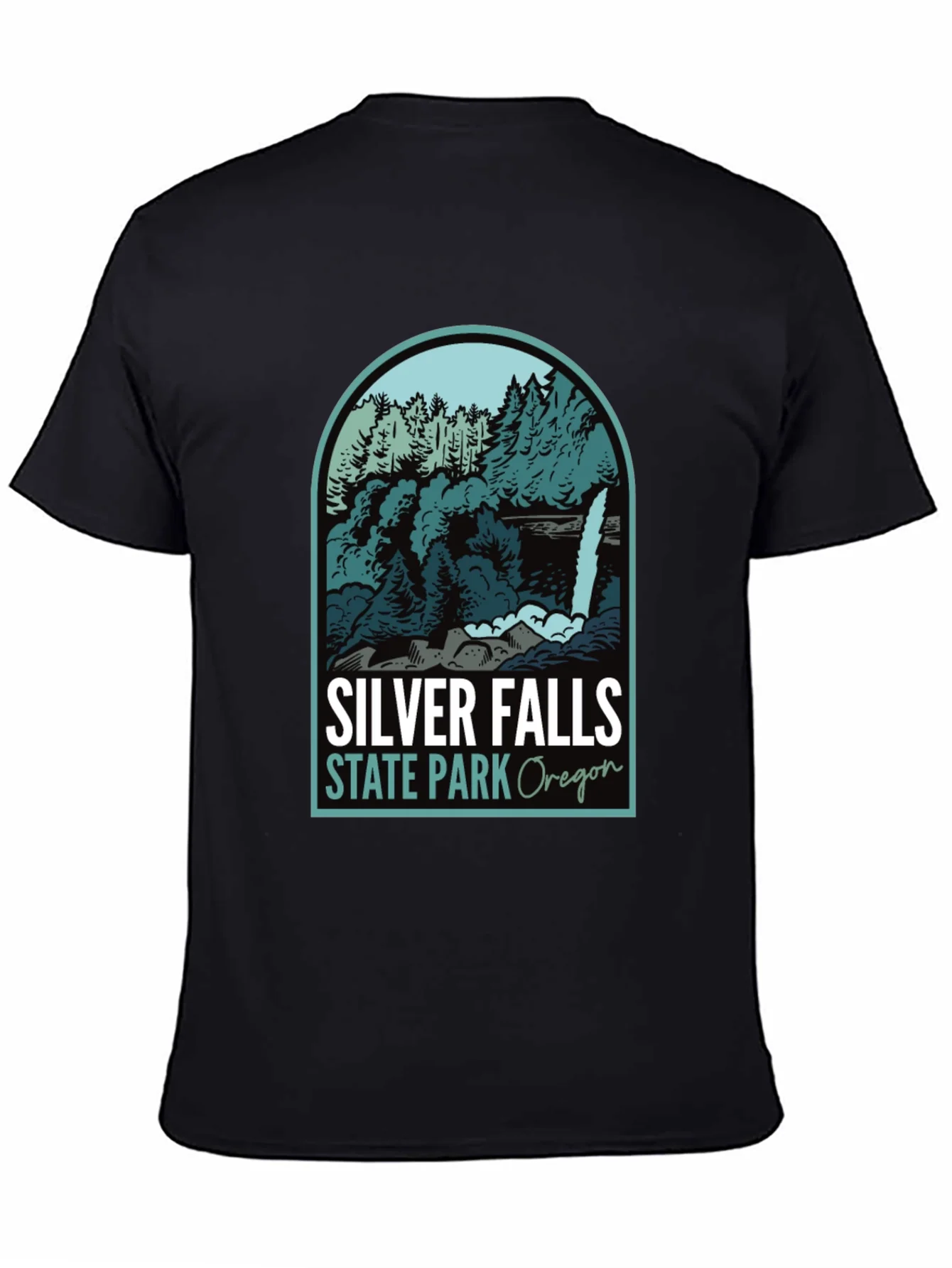 Camiseta Negra Silver Falls State Park Oregon